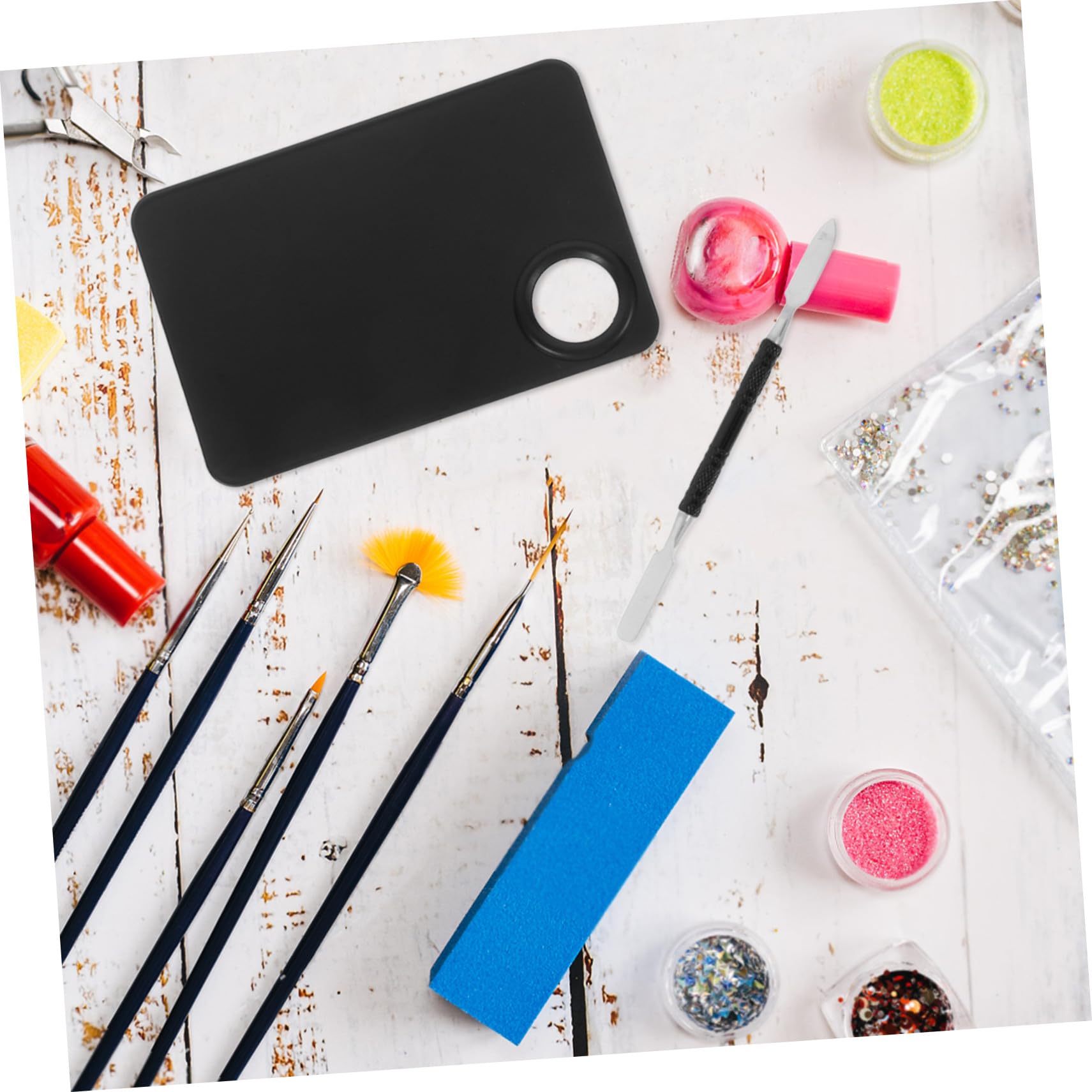 COHEALI 2 Pièces Outils Nail Art Palette Mélangeur Double Embout Acier Inoxydable Noir Petit Format pour Manucure Maquillage et Création Couleurs