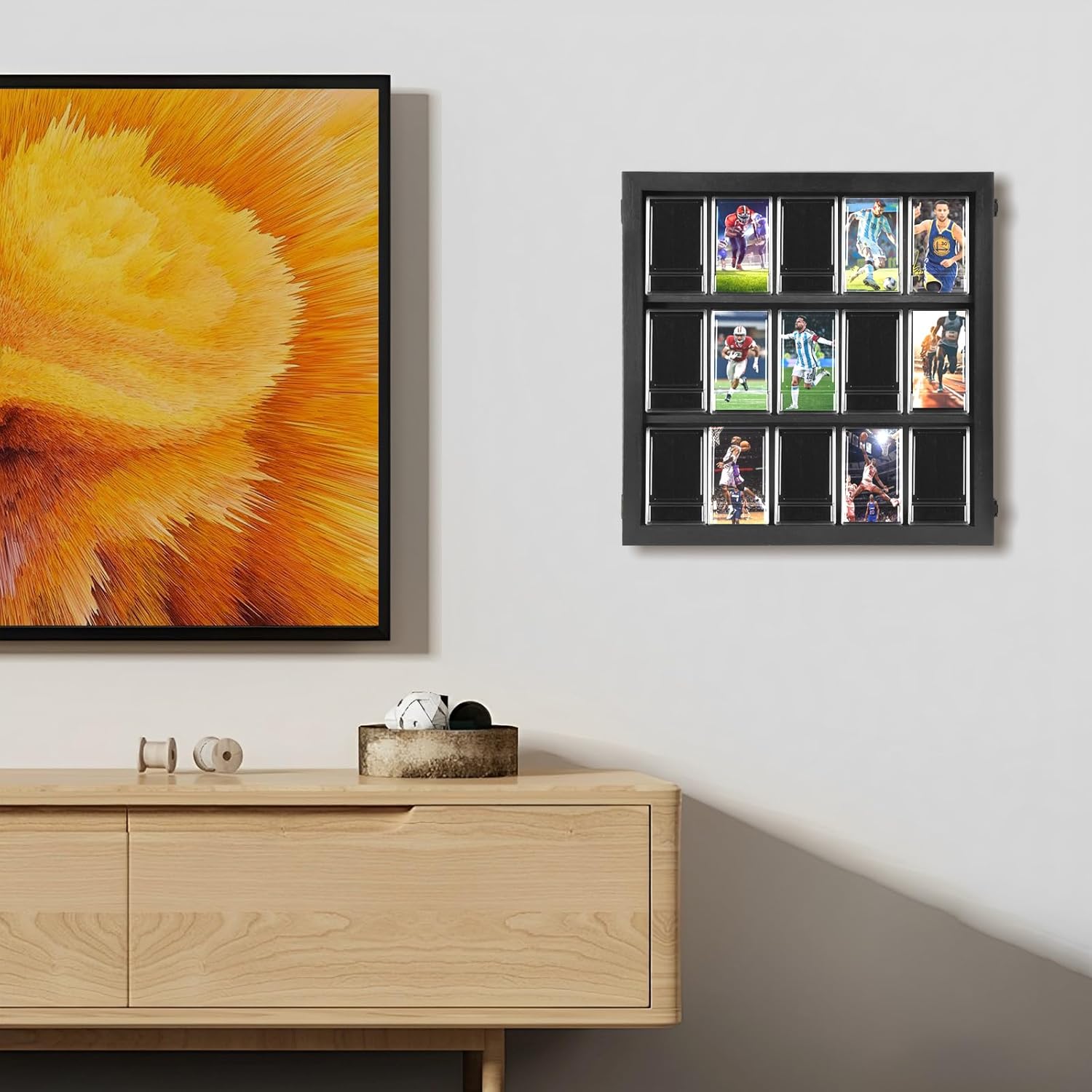 Sports Card Display Case with LED Light - PSA Graded, Football, Trading Wall Display - Adjustable Warm and Cold Lighting Settings