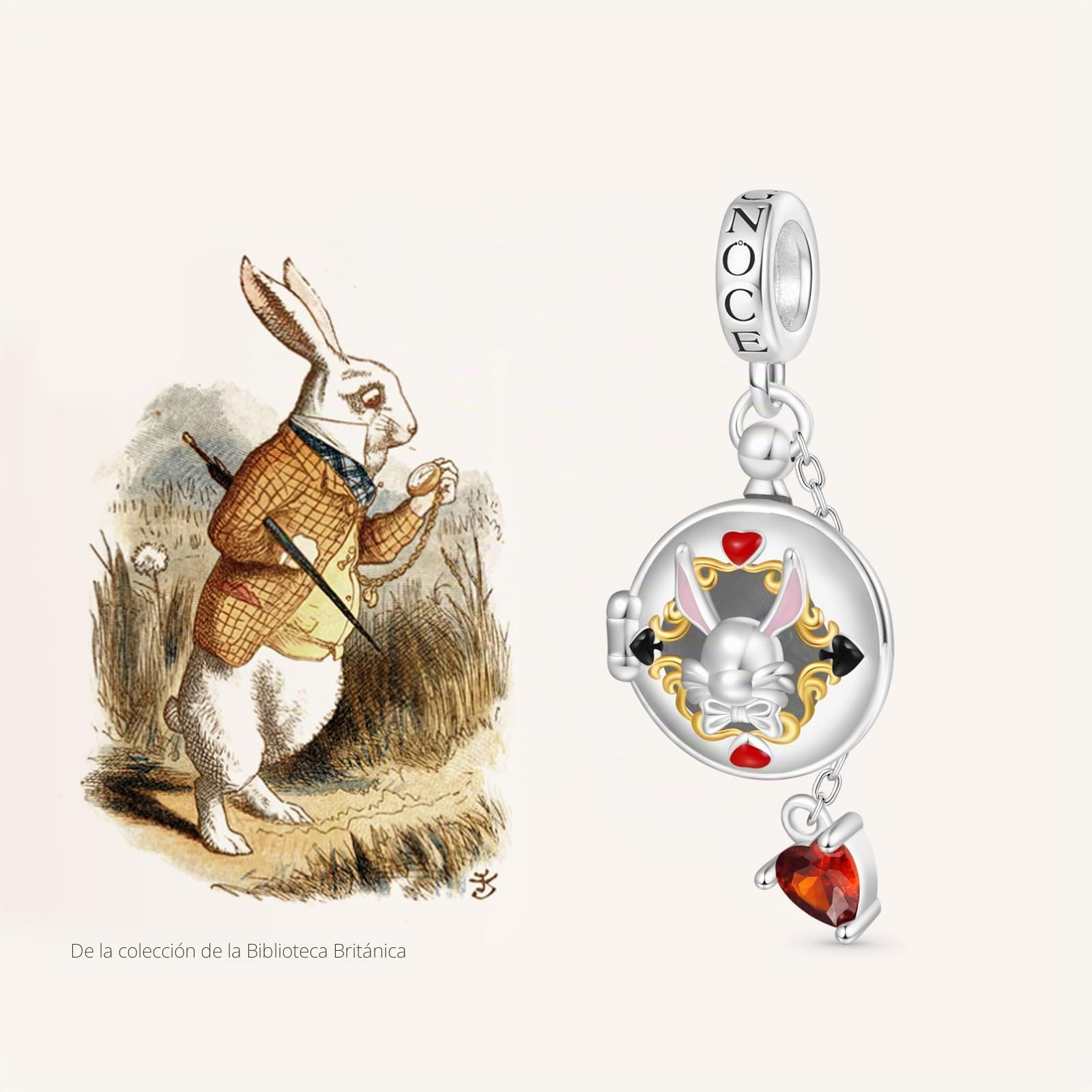 GNOCE Alicia Aventura en el País de las Maravillas Colgante Encanto Dangle, S925 Plata de Ley Charms Dangle para las Mujeres Niñas Esposa Hija, Día de San Valentín, Día de la Madre Joyas Rega