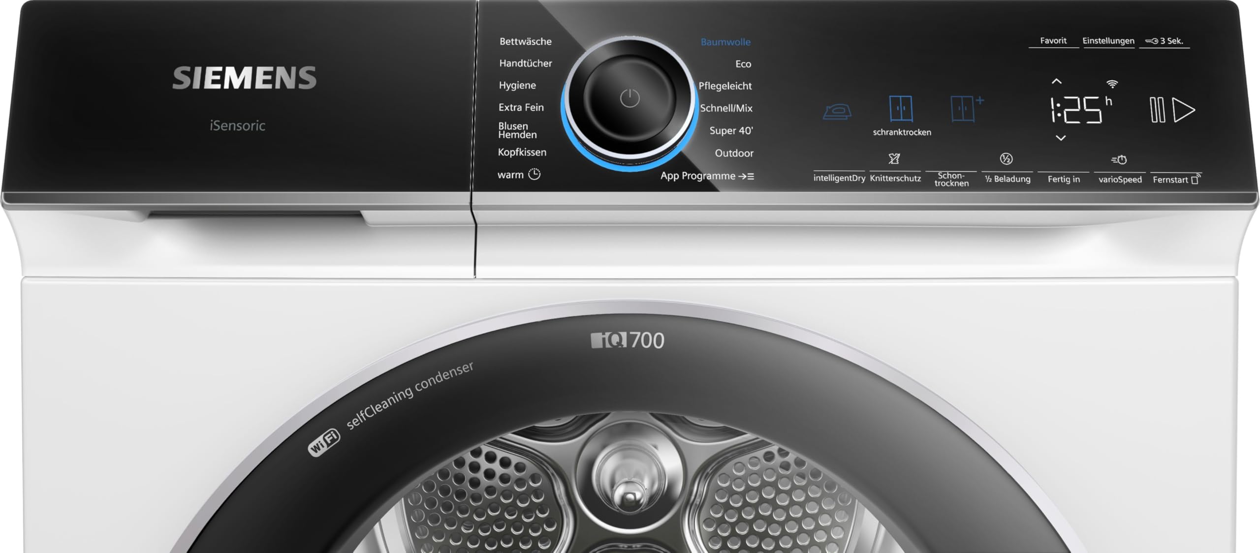 Siemens iQ700 Smarter Wärmepumpentrockner 9 kg extrem leise WQ46B2D41 | Extrem leise, varioSpeed, halbe Beladung, Knitterschutz, autoDry, Home Connect, selbstreinigender Kondensator