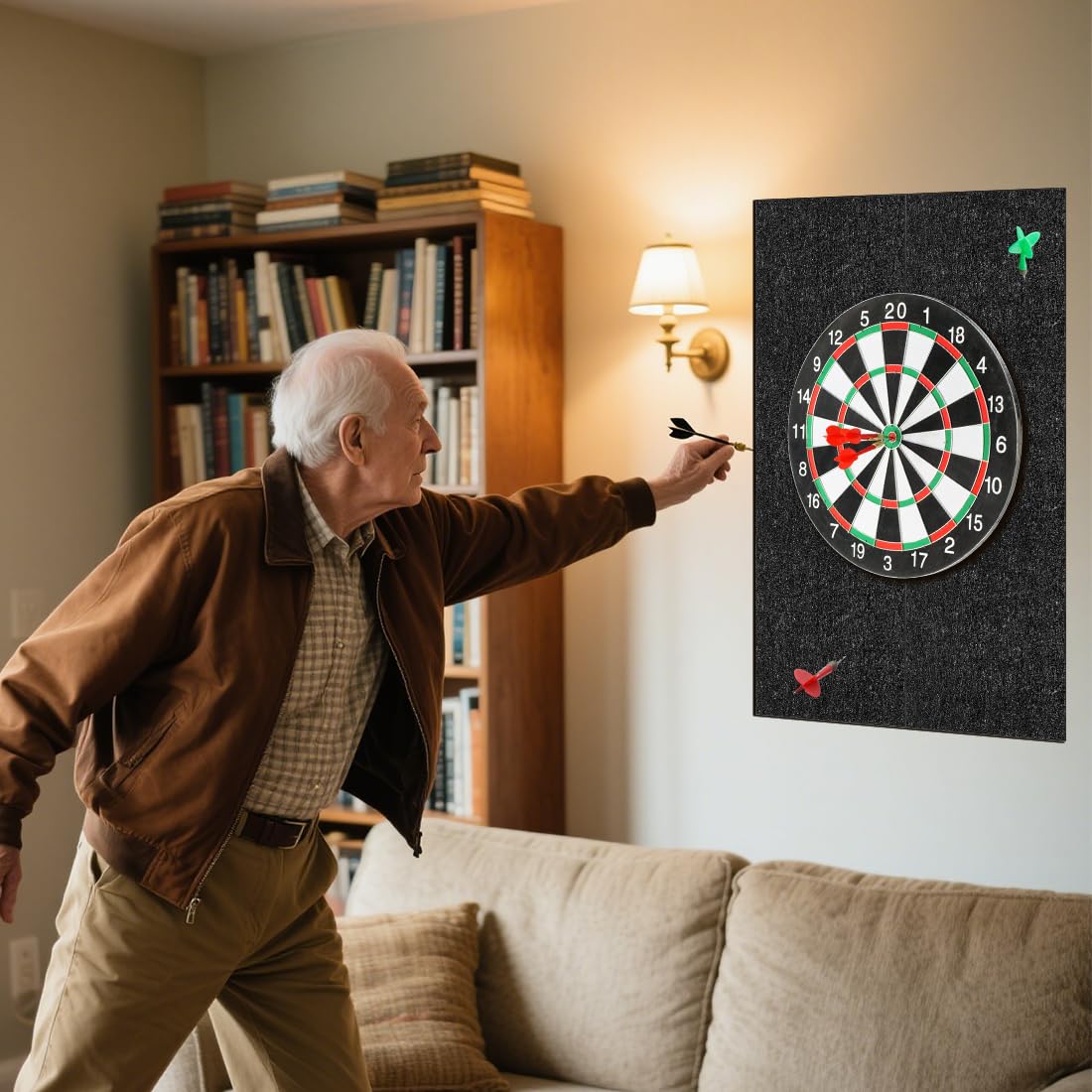 Dartboard Wandschutz, Wandumrandung für Dartboard, Dart Wandschutz, Filz Dartscheibe Wandschutz Selbstklebend Dartboard-Schutz für Wandschutz,Dartscheiben-Rückseite,Filz-Wandfliesen Kork Board 30x30cm