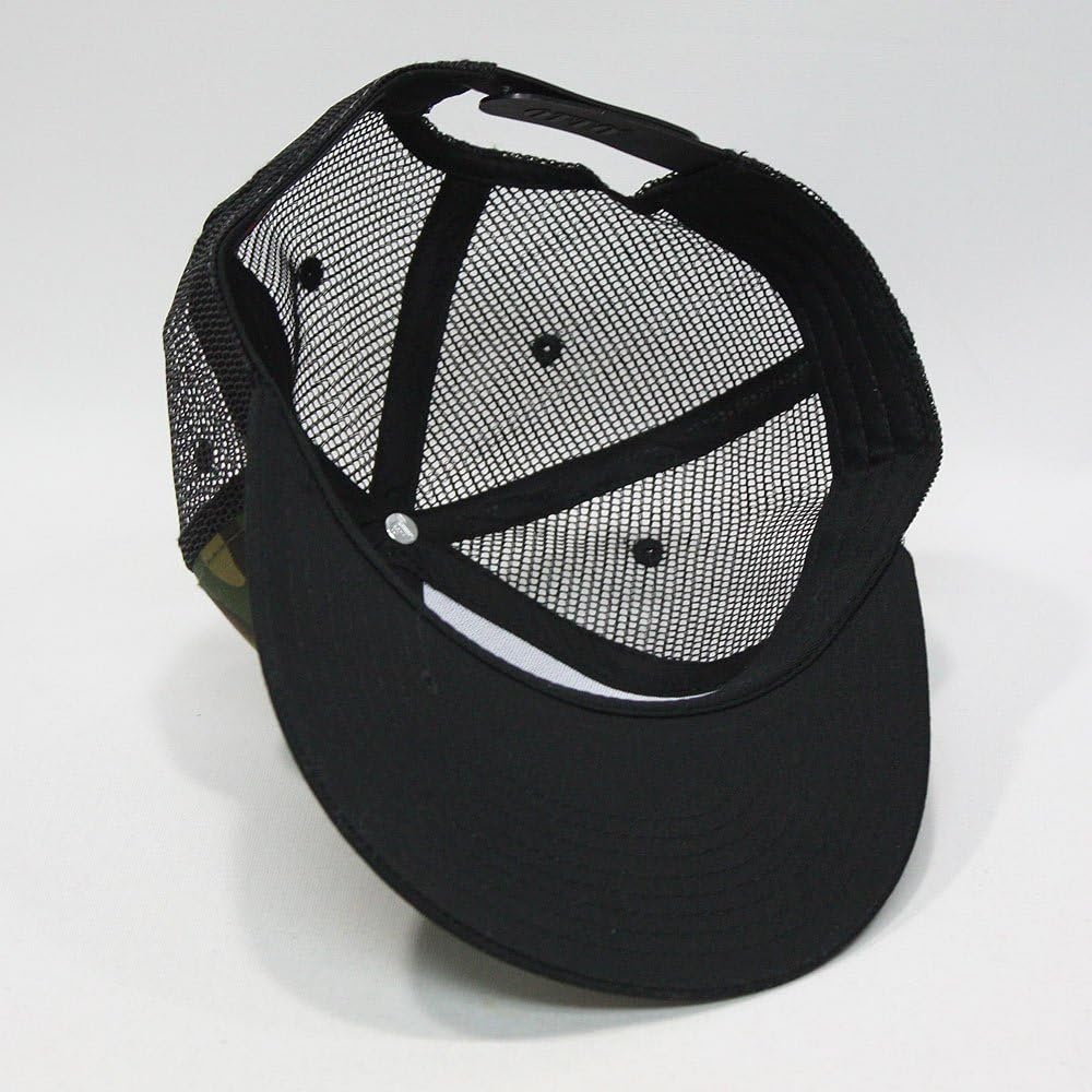 The Vintage Year Plain Cotton Twill Flat Brim Mesh Adjustable Snapback Trucker Baseball Cap - Image 4