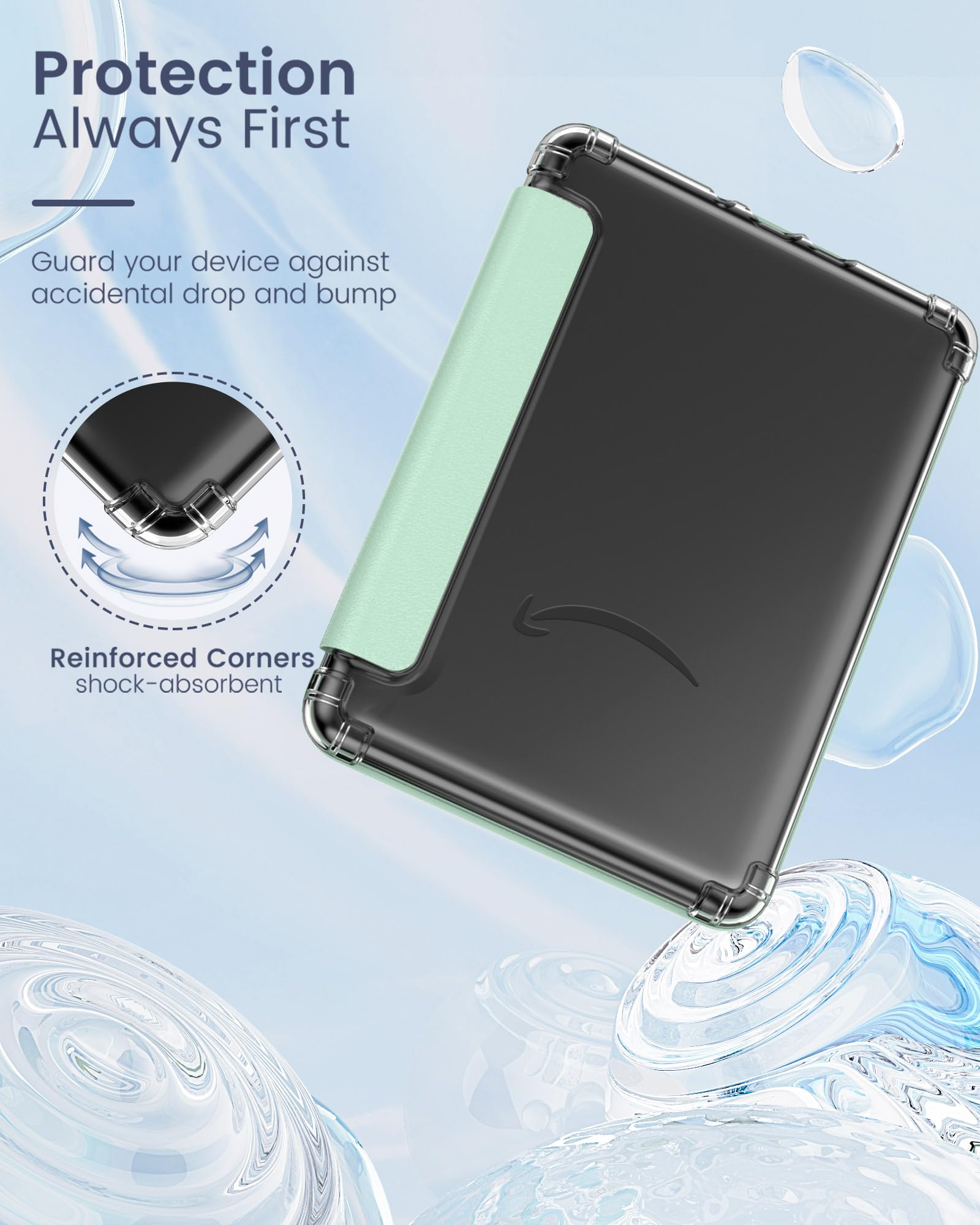 MoKo Case for All-new 7"Kindle Paperwhite 12th Generation 2024&Kindle Colorsoft Signature Edition 2024,Ultra Clear Soft Flexible Transparent TPU Back Cover Light Shell with Auto Wake/Sleep,Agave Green - Image 3