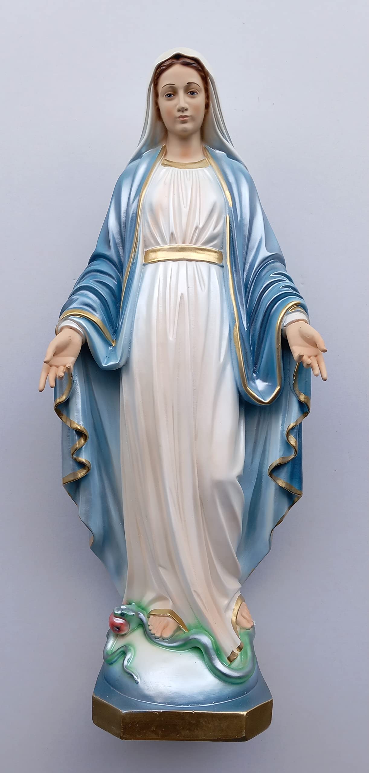 Generico ArteSacraCaravaggio Statua Madonna Miracolosa o Immacolata, in resina con finitura madreperlata cm 50 (19,69 inches), per interni ed esterni, decorata a mano, produzione artigianale italiana