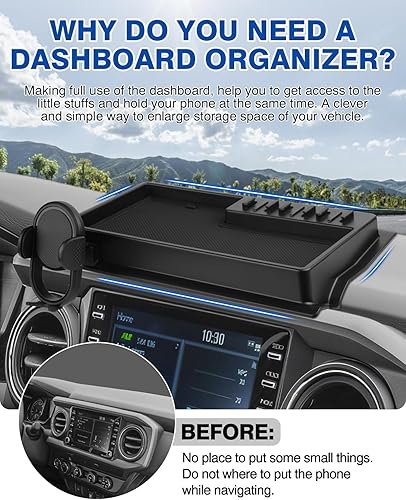 Vista 49 de Autorder Soporte de teléfono de automóvil para Toyota C-HR CHR 2019-2022, soporte de teléfono con organizador de tablero, pantalla de 8 pulgadas