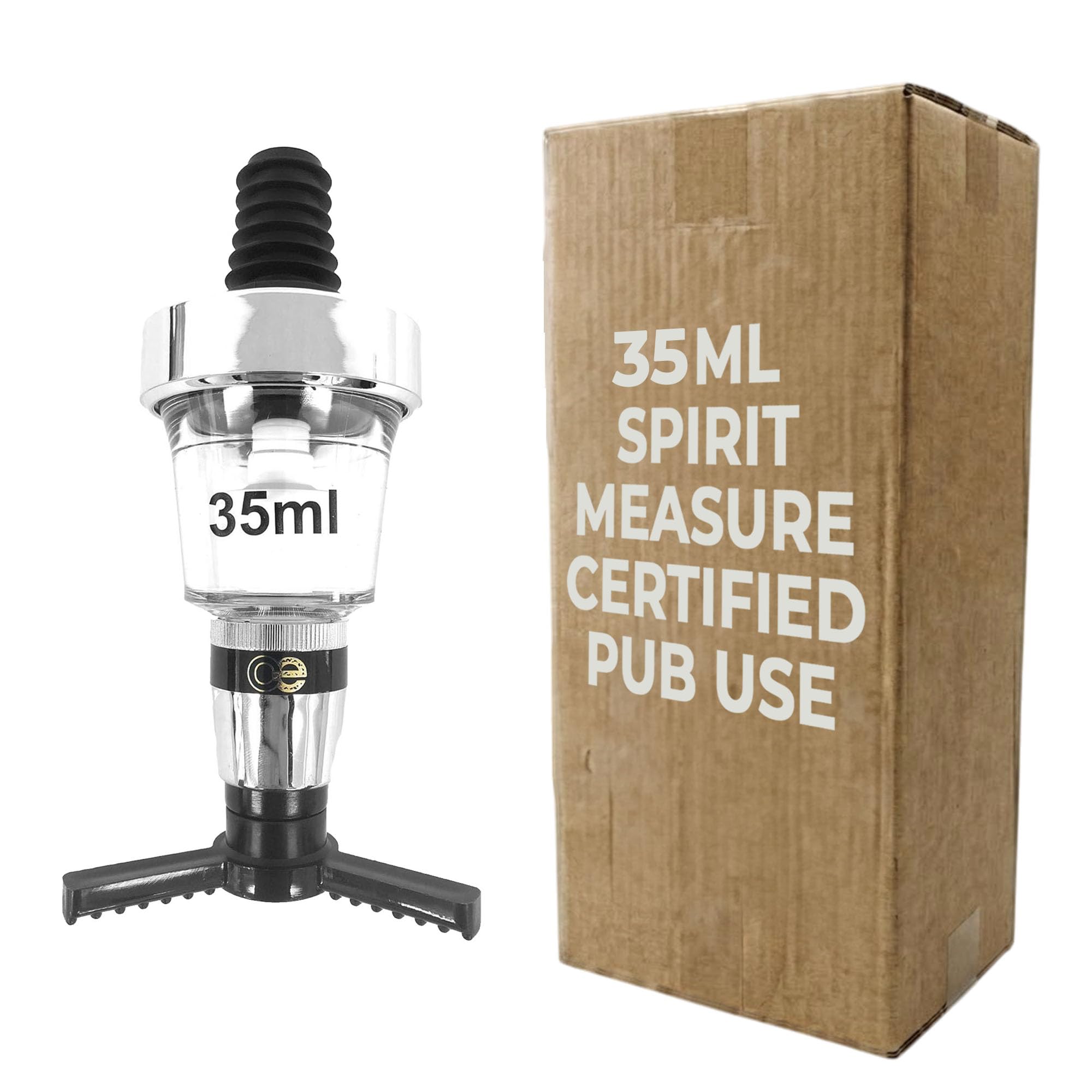 Chabrias Ltd Chrome Optic Spirit Measure – CE Government Stamped, UK Made Wall Mounted Optic Dispenser for Spirits, Ideal for Home Bars, Pubs & Commercial Bars (1, 35ml)