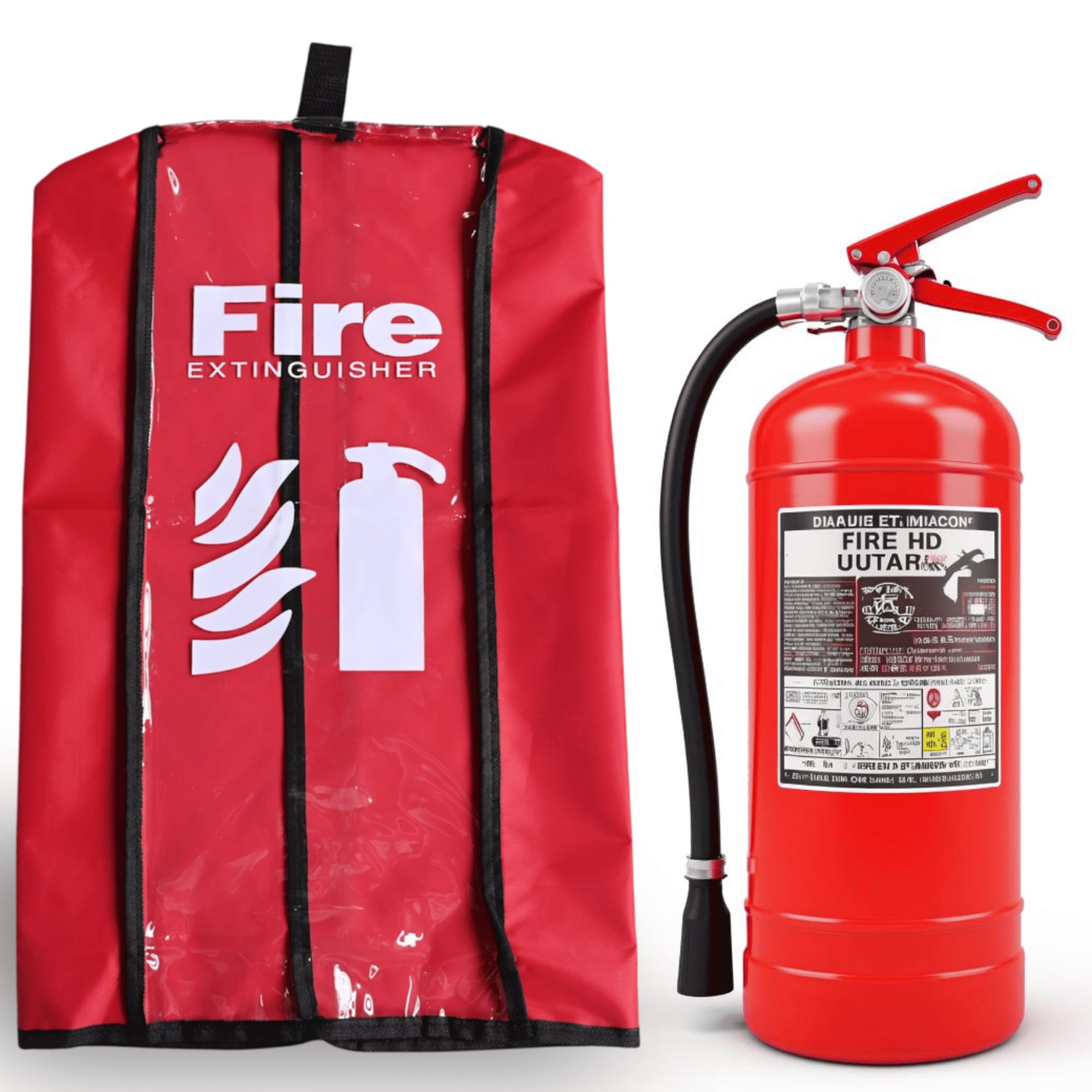 Funda para extintor de incendios - Tamaño grande, paquete de 6 - Hasta 10 kg contra el polvo y los arañazos, funda transparente para extintor de incendios - Cubierta protectora impermeable