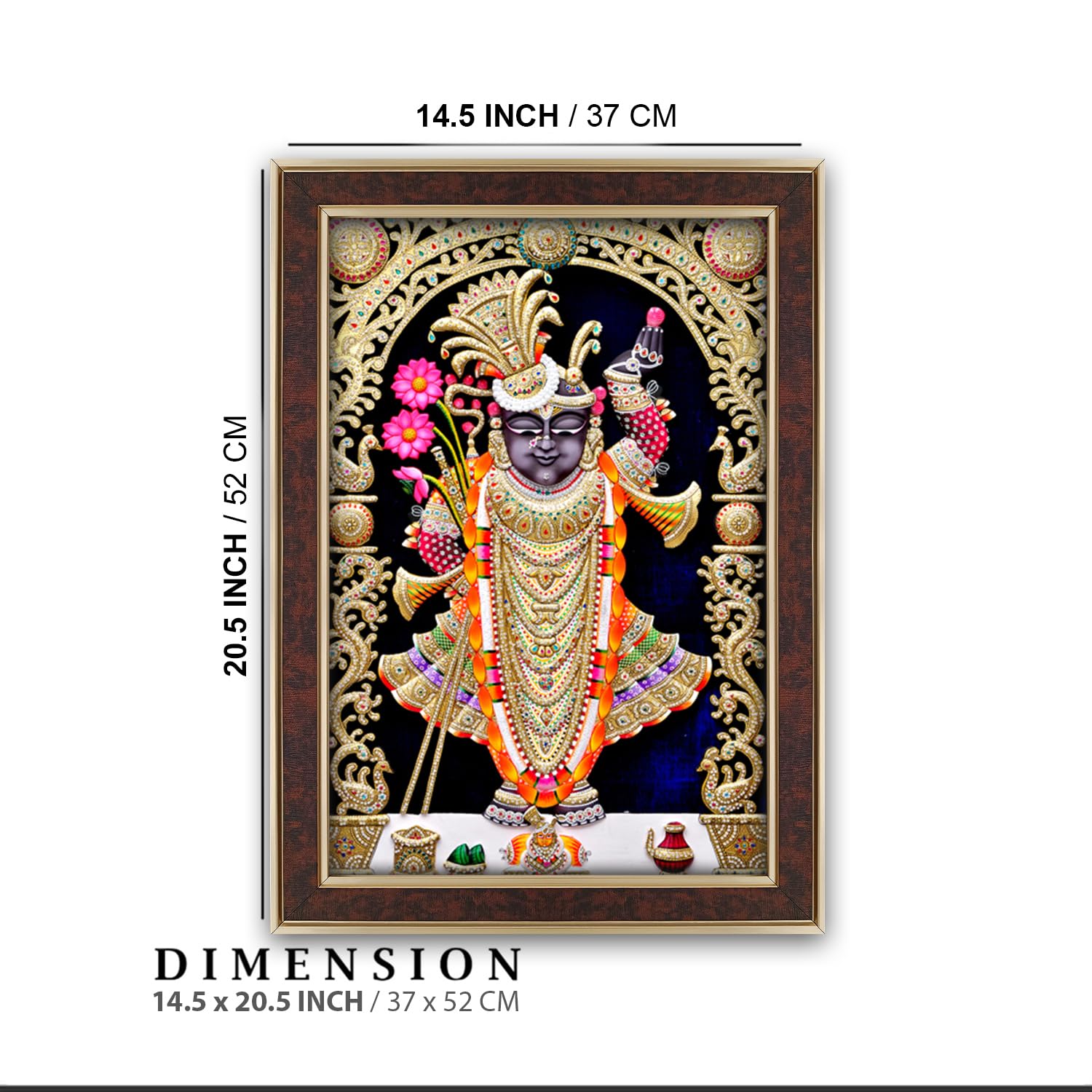 Dharvika Innovations Shrinathji Photo Frame, Copper Gold, 14.5x20.5 Inch, Sparkle Laminated 2415 - Image 2 thumbnail