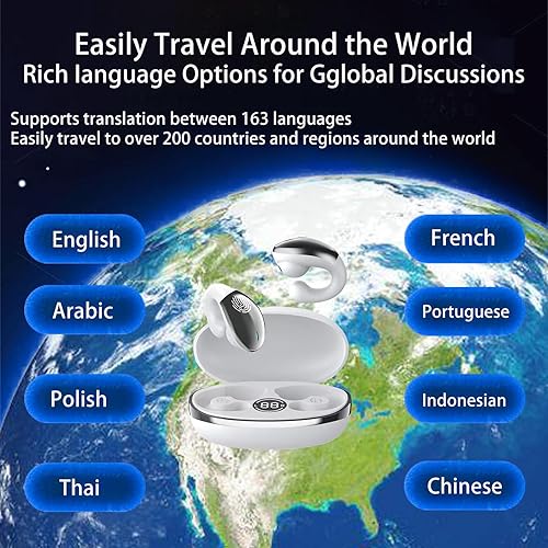 Miniatura 9 de Costnzo Auriculares inalámbricos, auriculares no dentro del oído, pantalla LED Bluetooth 5.3, auriculares impermeables con tapones para los oídos