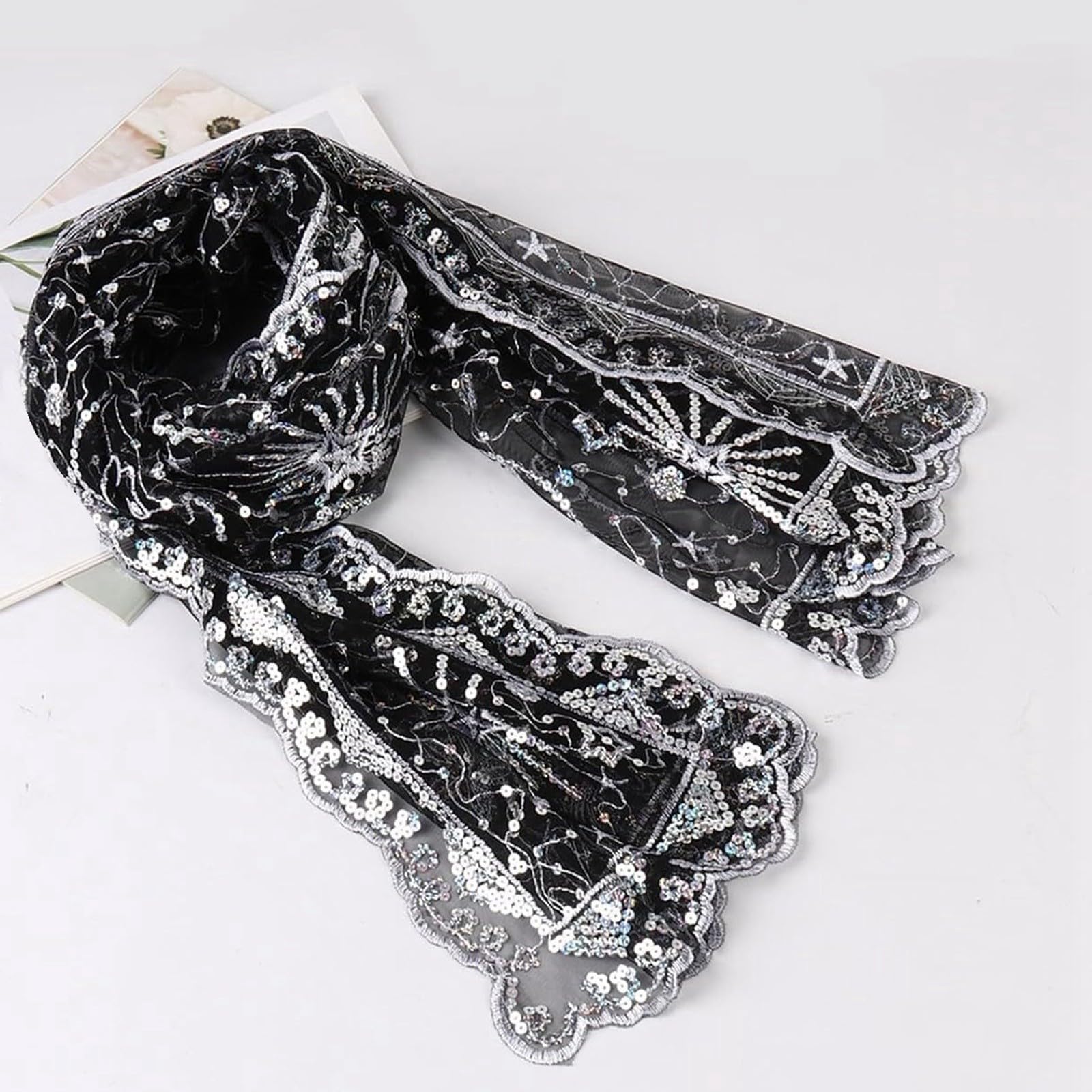 Generico Sciarpa Scialle Donna Perline Luna Stelle Sciarpe E Abiti Da Sera Mantelle Elegante Donna Stelle Serale Mantella Sposa Elegante Coperta