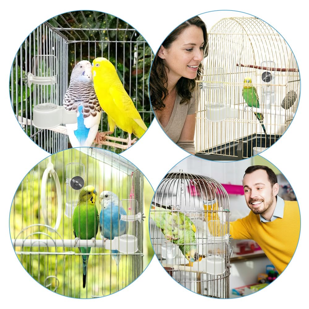 2 comederos automáticos de agua para mascotas, dispensador de agua para jaula, dispensador de agua automático suspendido para jaula de pájaros, comederos para periquitos, periquitos,