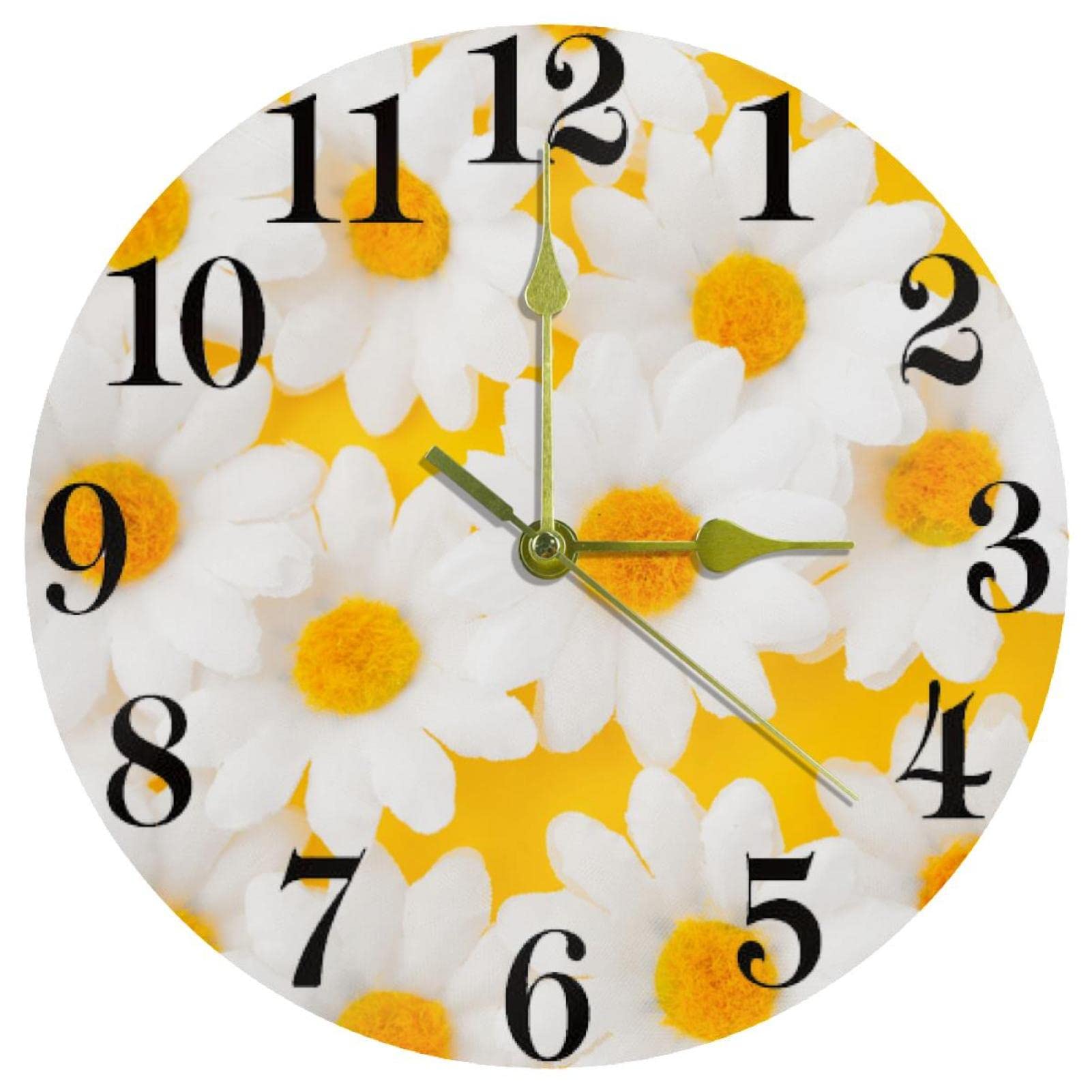 Horloge murale silencieuse marguerite jaune sans tic-tac