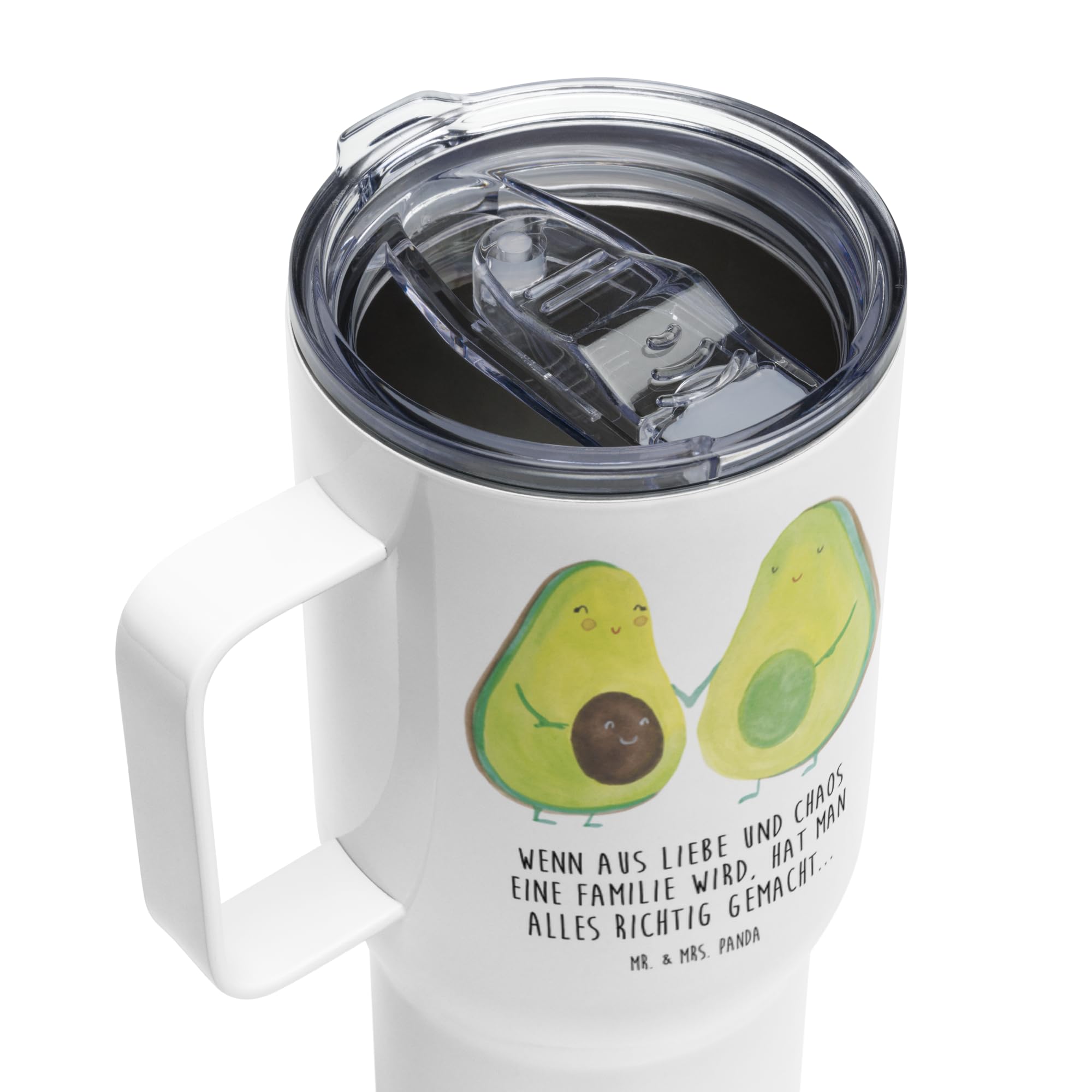 Mr. & Mrs. Panda Thermobecher Avocado Pärchen - Geschenk, Familie, thermosbecher, Avocados, Großer, Teetasse, Kinder, Liebe, Kaffee-Thermobecher, Kaffee-to-go-Becher