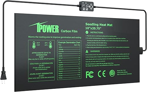 Vista 33 de iPower Tapete térmico de siembra de 20 x 20.75 pulgadas, película de carbono mejorada, almohadilla de inicio de germinación hidropónica cálida