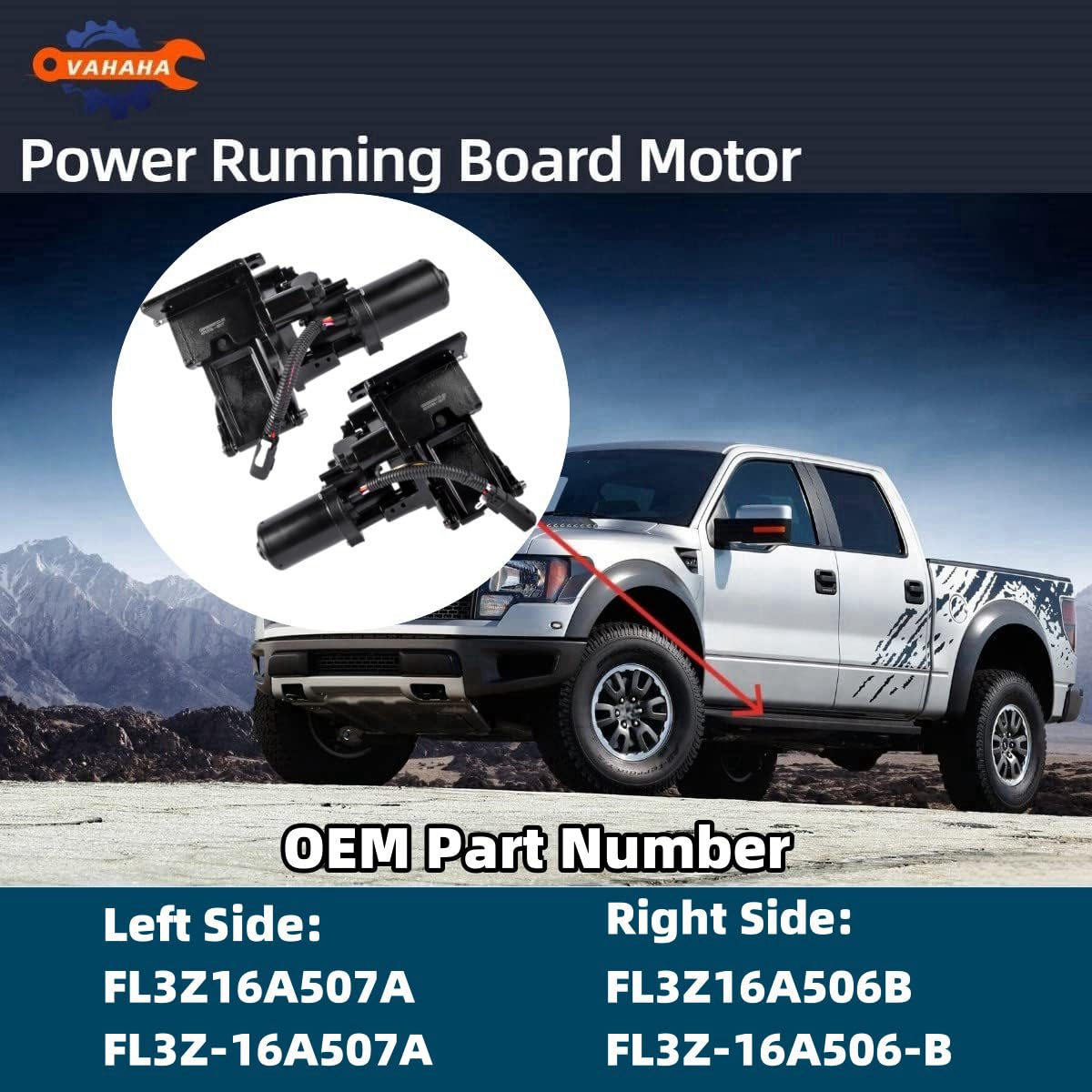 2PCS Running Board Motor with Bracket Left + Right Side Compatible with Ford F150 2015-2020 FL3Z16A507A FL3Z16A506B FL3Z-16A507-A FL3Z-16A506-B Vahaha