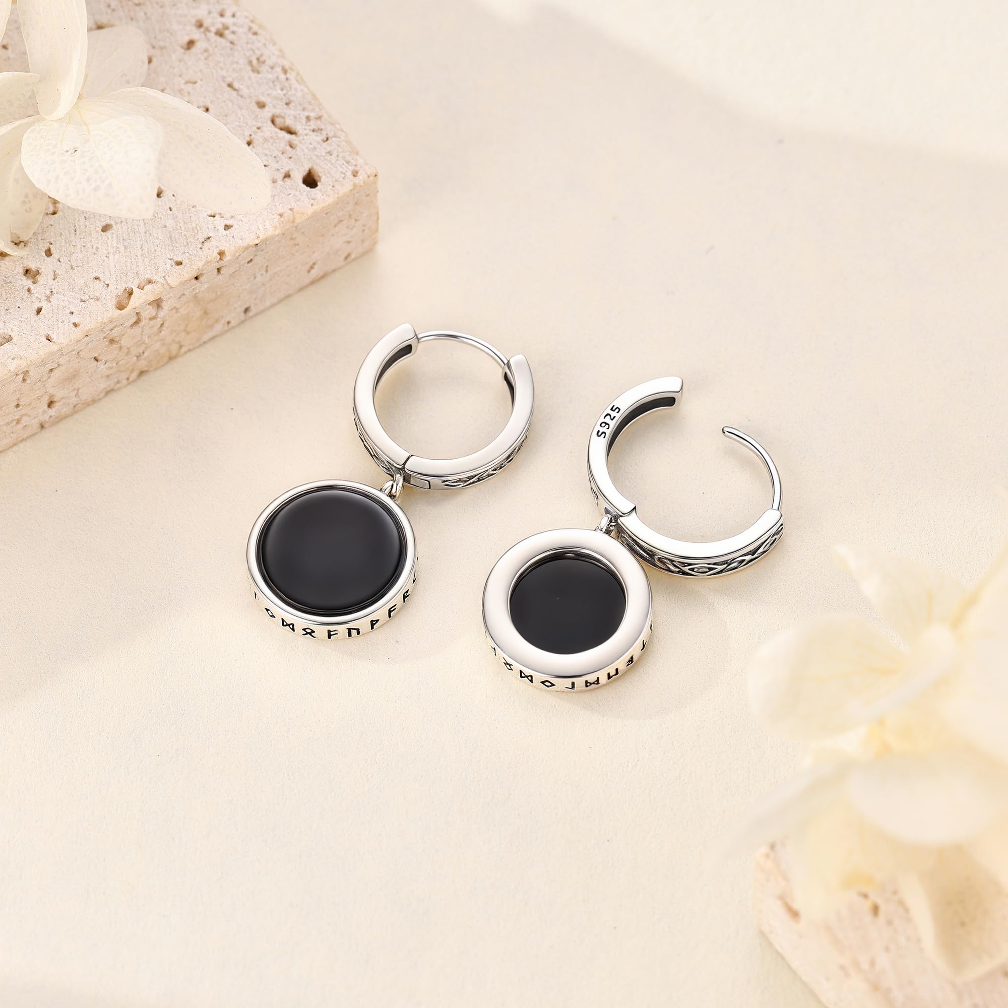 Pendientes vikingos de plata de ley para hombre, aretes de aro celta, joyería vikinga para hombre, Sin piedra preciosa
