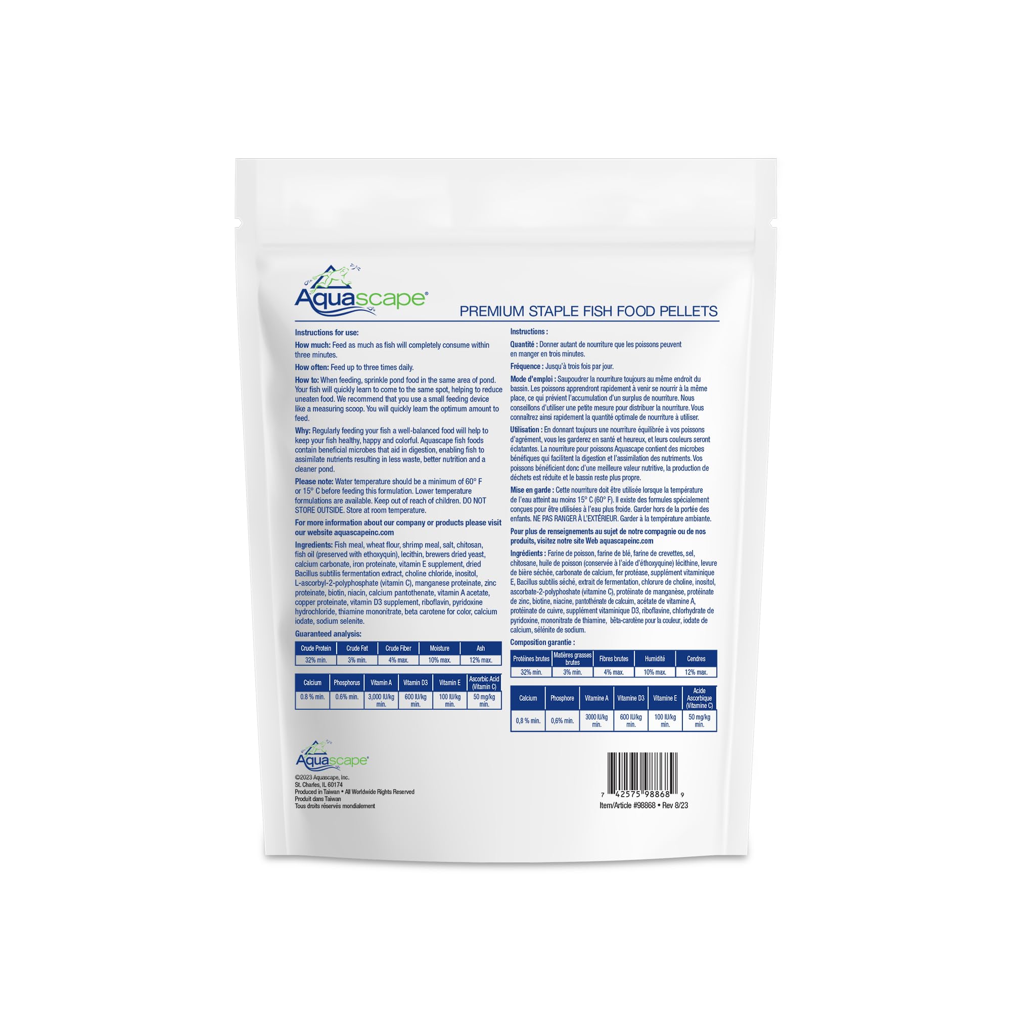 Aquascape Prima de Primera Necesidad Bolitas de Comida de Pescado para pequeñas y Medianas Peces del Estanque, pellets Medio, 2,2 Libras | 98868