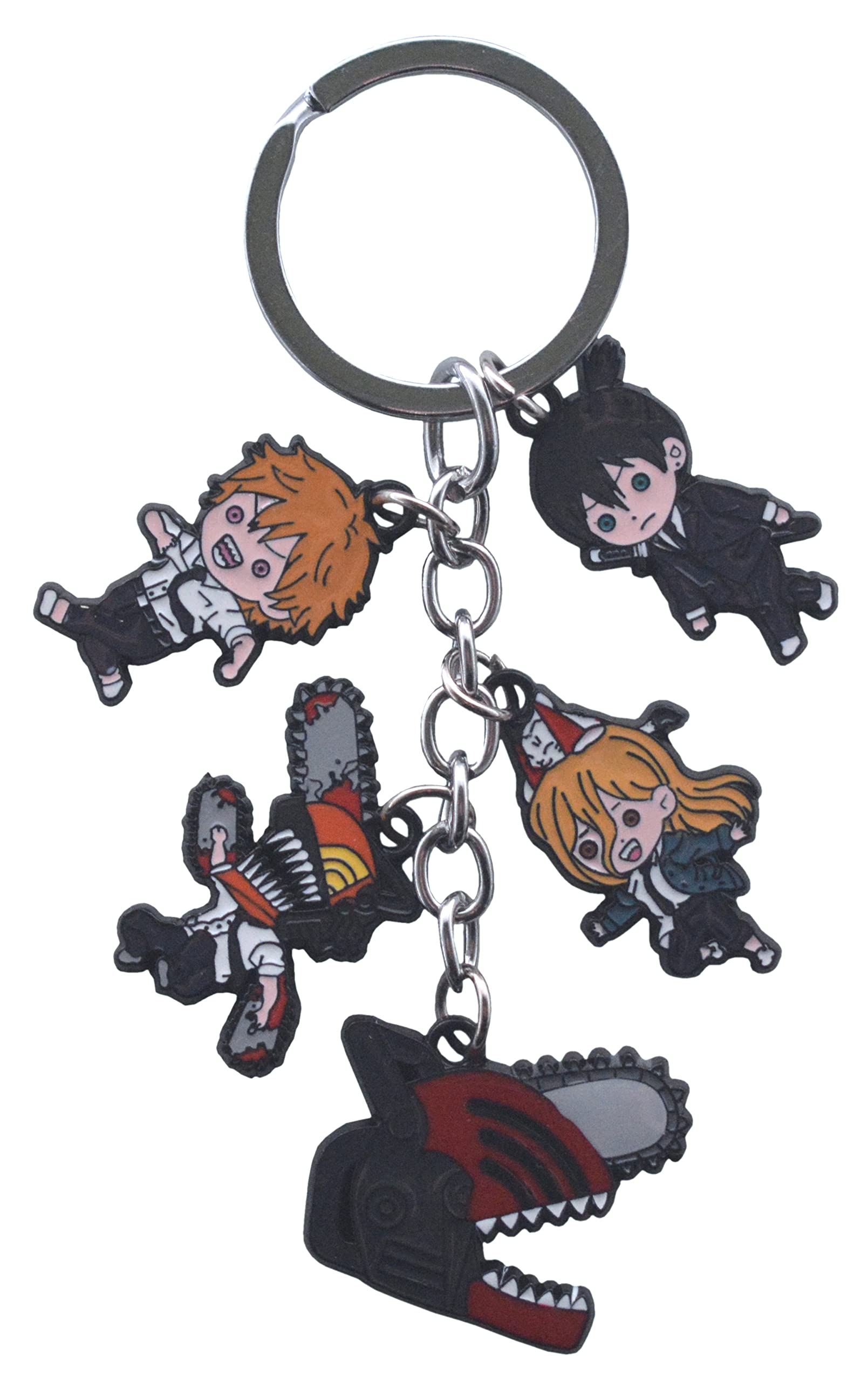 AmasukamiAnime Characters Denji, Power & Hayakawa Aki Keychain, 5-Piece, Multicoloured, Unisex - Youth