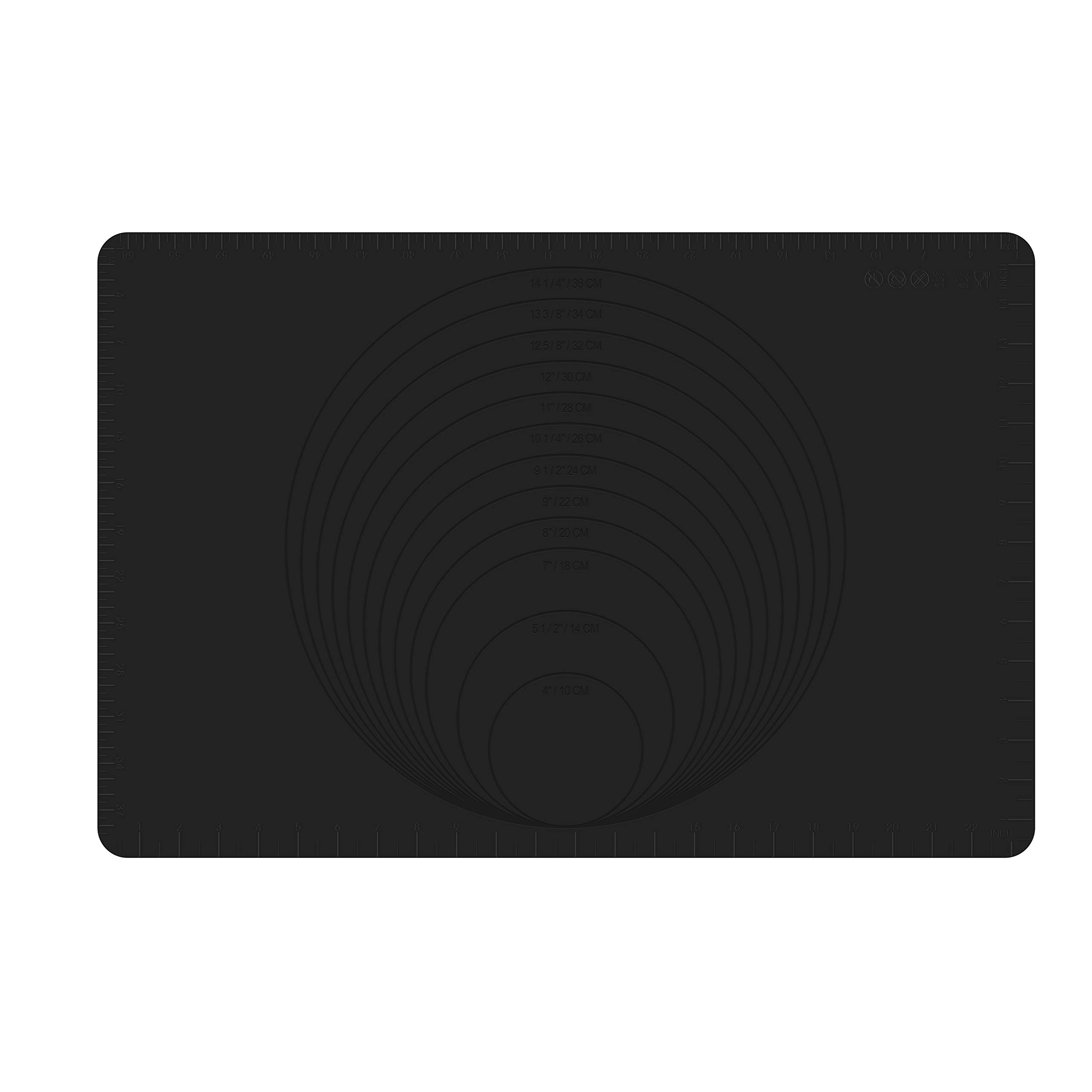 wellhouse Extral Large Silicone Baking Mat With Measurements Dough Rolling Mat Silicone Pastry Mat Fondant Mat Non Slip Non Stick 23.6 by 15.7 inch(Black)