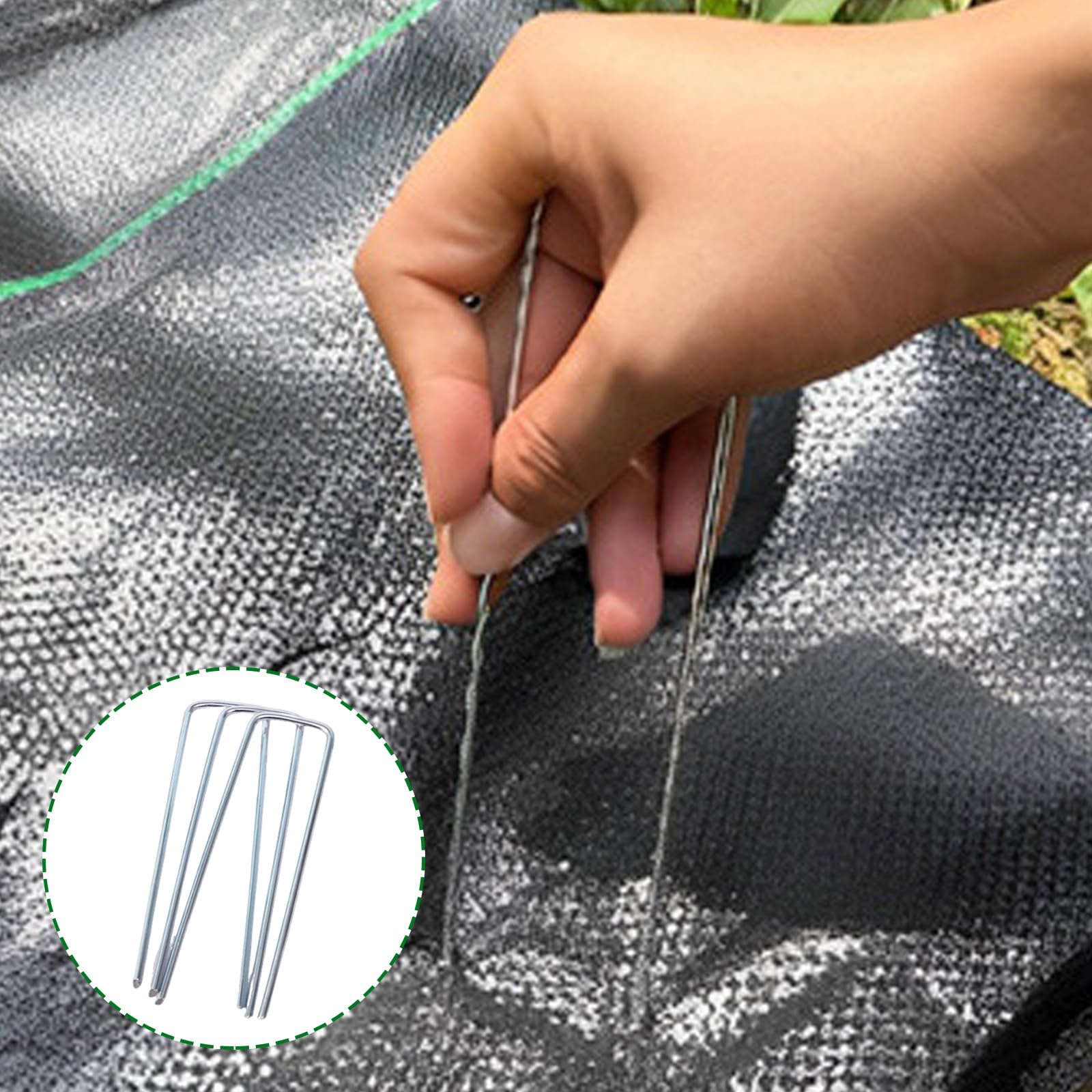 Grapas de jardín galvanizadas de Primera Calidad, Paquete de 100 Clavijas en U con Arandelas Protectoras para un Anclaje Duradero en Exteriores 100 Piezas 250x40mmØ3mm