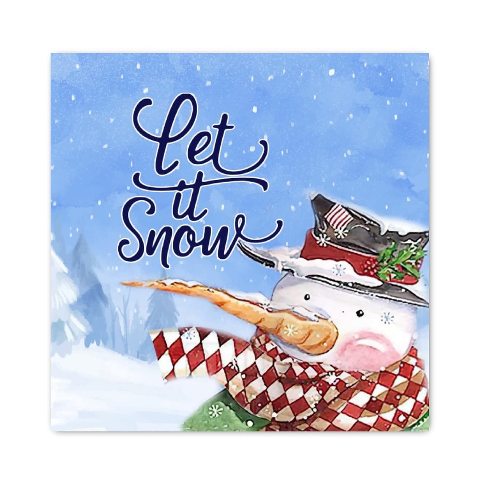 Panneau en bois Noël Let It Snow décoration murale chrétienne suspendre maison 40cm