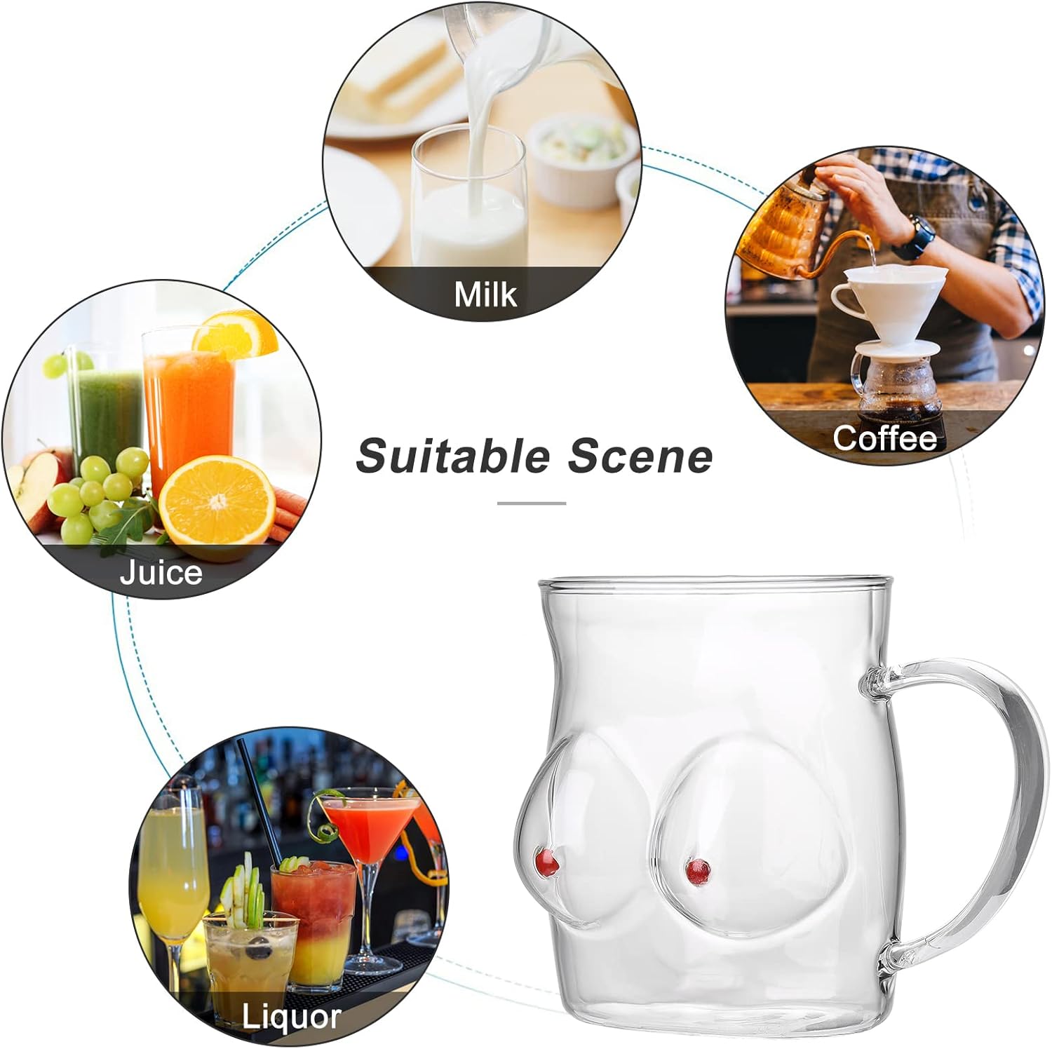 Set of 4 Creative Funny Wine Glasses, Women Body Shaped Cocktail Glasses 3D Female Sexy Model Crystal Champagne Mugs, Heat Resistant Tea Milk Lemon Juice Coffee Water Cups,480 Ml