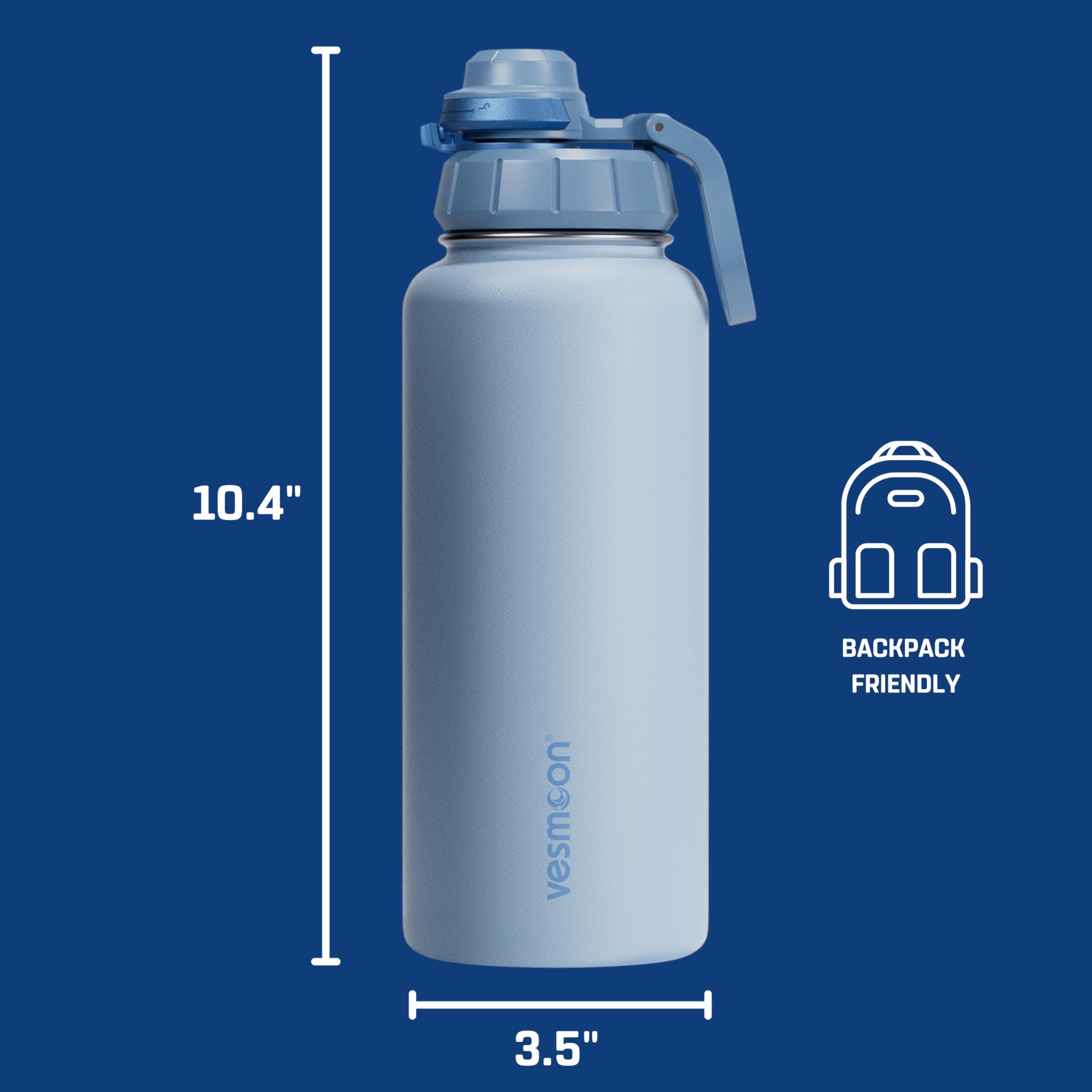 Vesmoon Vessence - Botella infusora de té de acero inoxidable de 32 onzas para té de hojas sueltas, agua, hierbas, frutas, botella aislada de triple capa, a prueba de fugas, con tapa y asa de clip, 24