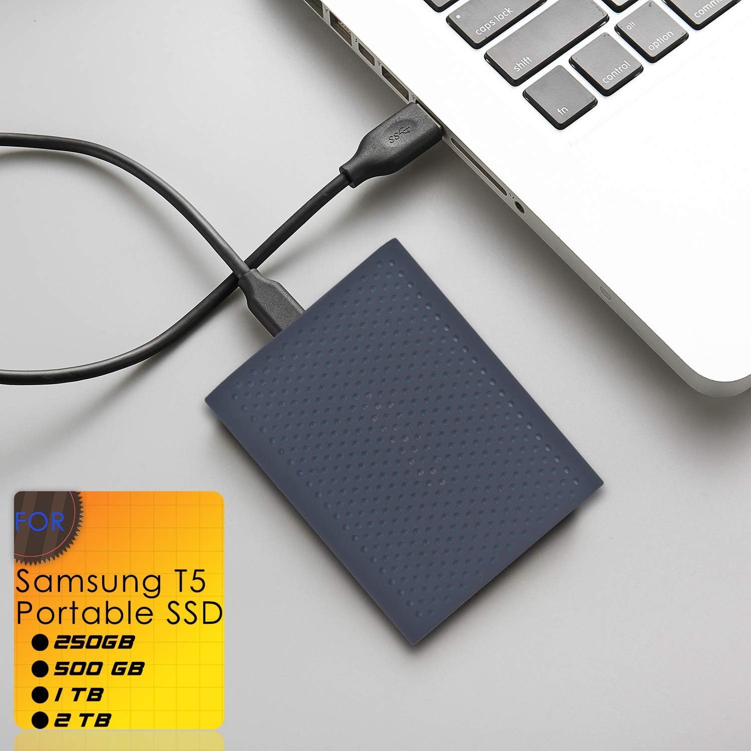 Rancco Case for Samsung T5/ T3 SSD, 2 Pcs Samsung T5 T3 T1 Portable (250G 500G 1T 2T) USB 3.1 External Solid State Drives Protective Storage Case, Anti-Scratch, Shockproof, Ultra-Thin, 3x2.4x0.45in