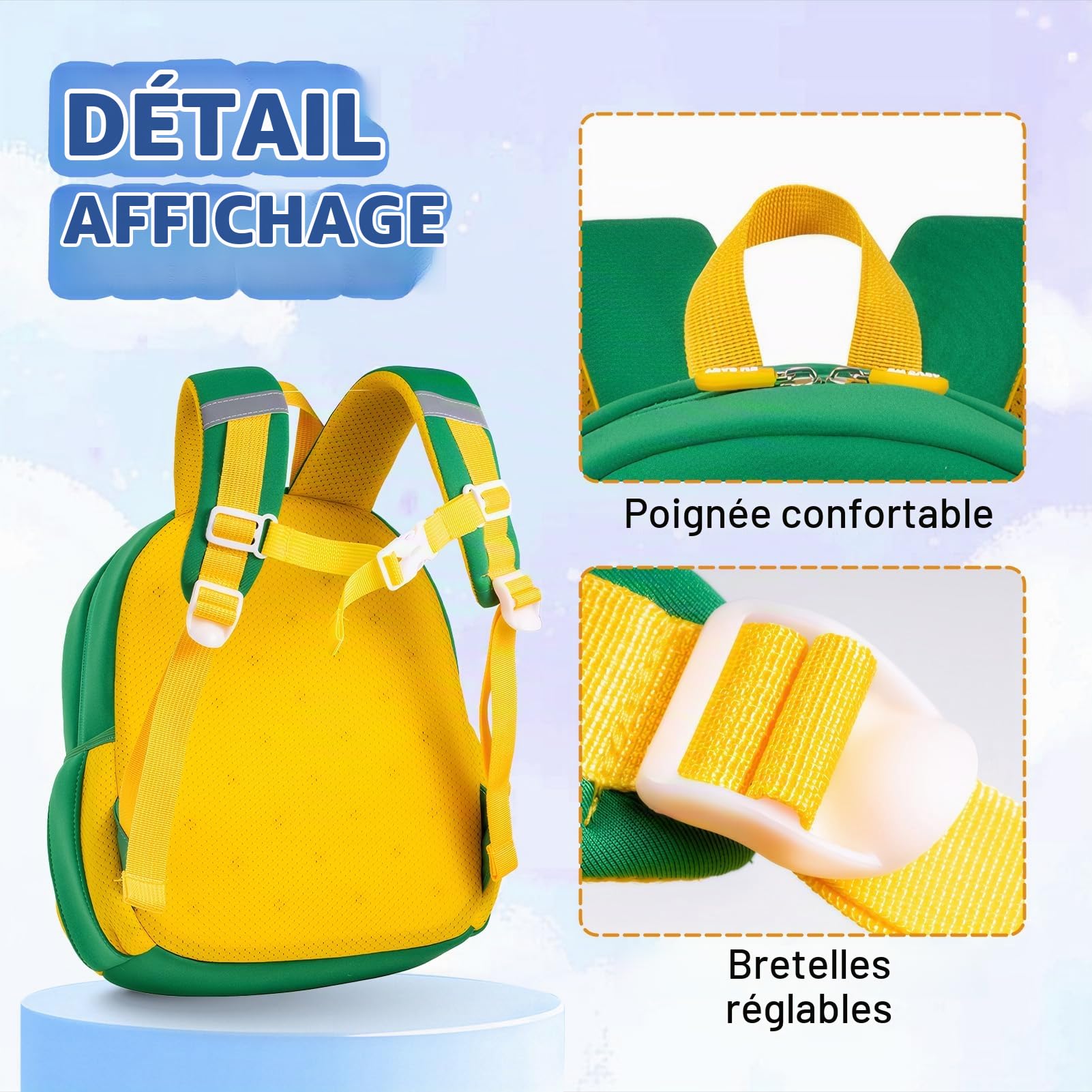 Sac à Dos Maternelle Sac à Dos Enfant Garçon Sac à Dos Enfant Sac à Dos Maternelle Léger Vert Dinosaure