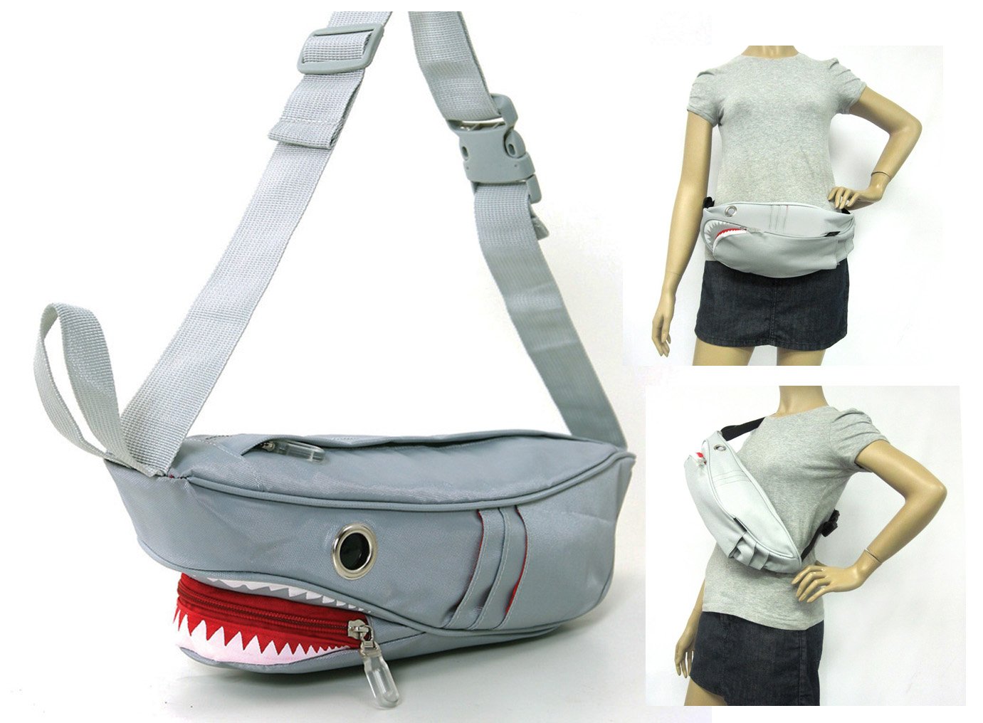 Shark Body and Teeth Canvas Material Fanny Pack