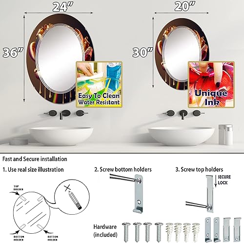 Miniatura 4 de Rainbow Peony Liquid Gold Drips Hyper II, espejo de tocador, espejos de baño, espejos de pared para sala de estar, dormitorio, espejo ovalado,