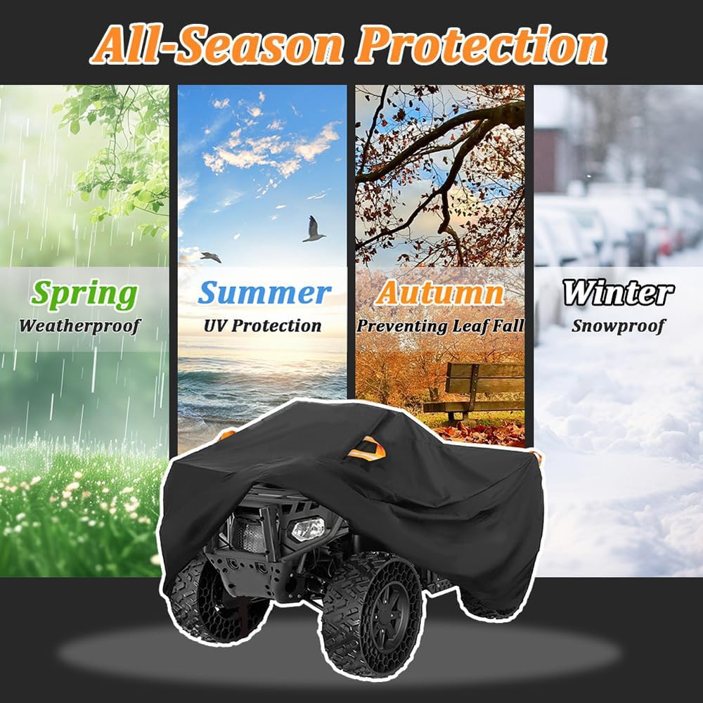 Housse Quad pour Yamaha Grizzly 300 Automatic 2012-2021 2022 2023 2024 2025 2026+, Bache Moto Exterieur Étanche, Oxford ATV Bâche Protection Pluie et Neige Quad Accessoires,A/Orange