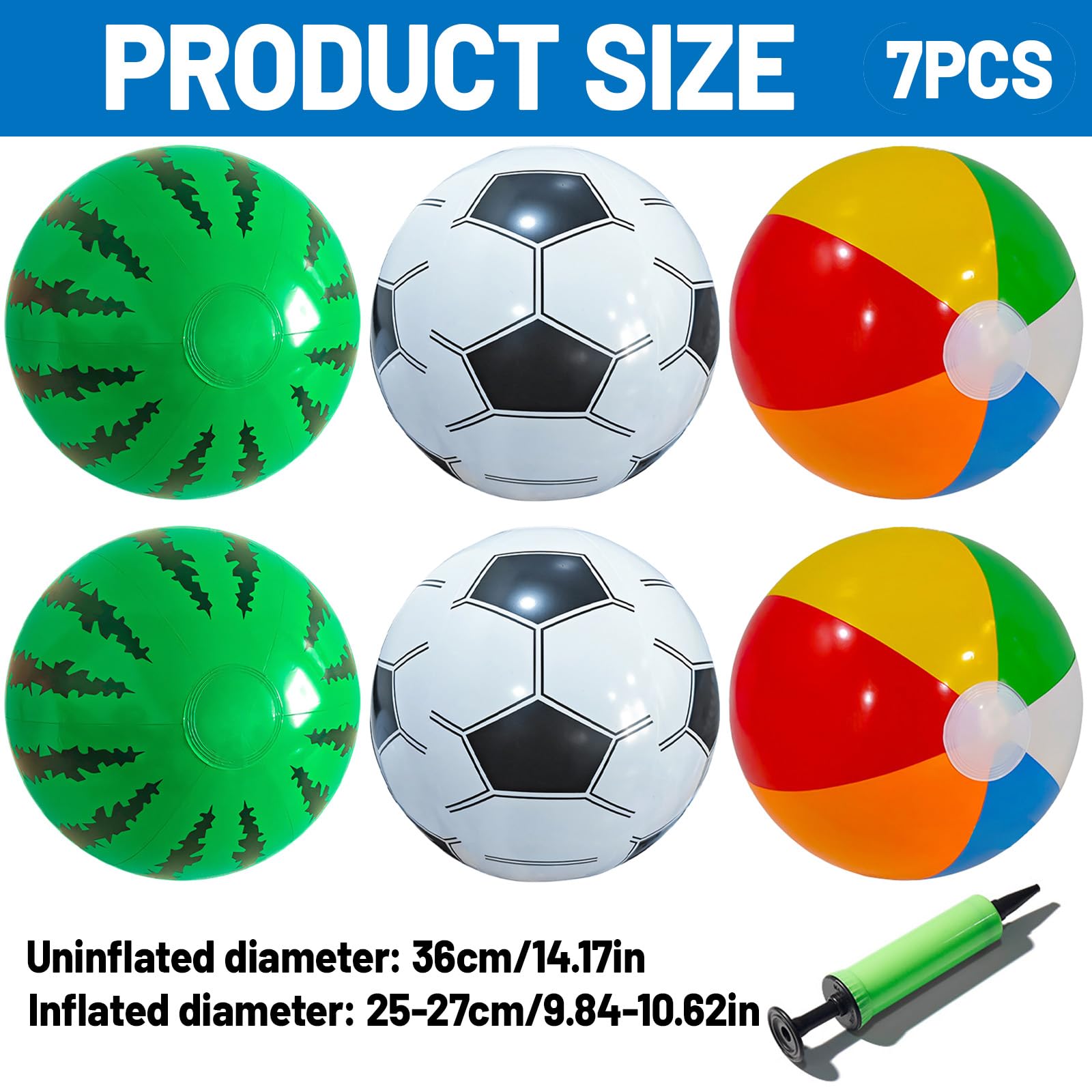 BeoTnp 6 PCS Beach Ball, Beach Balls Inflatable, with Air Pump - Image 2