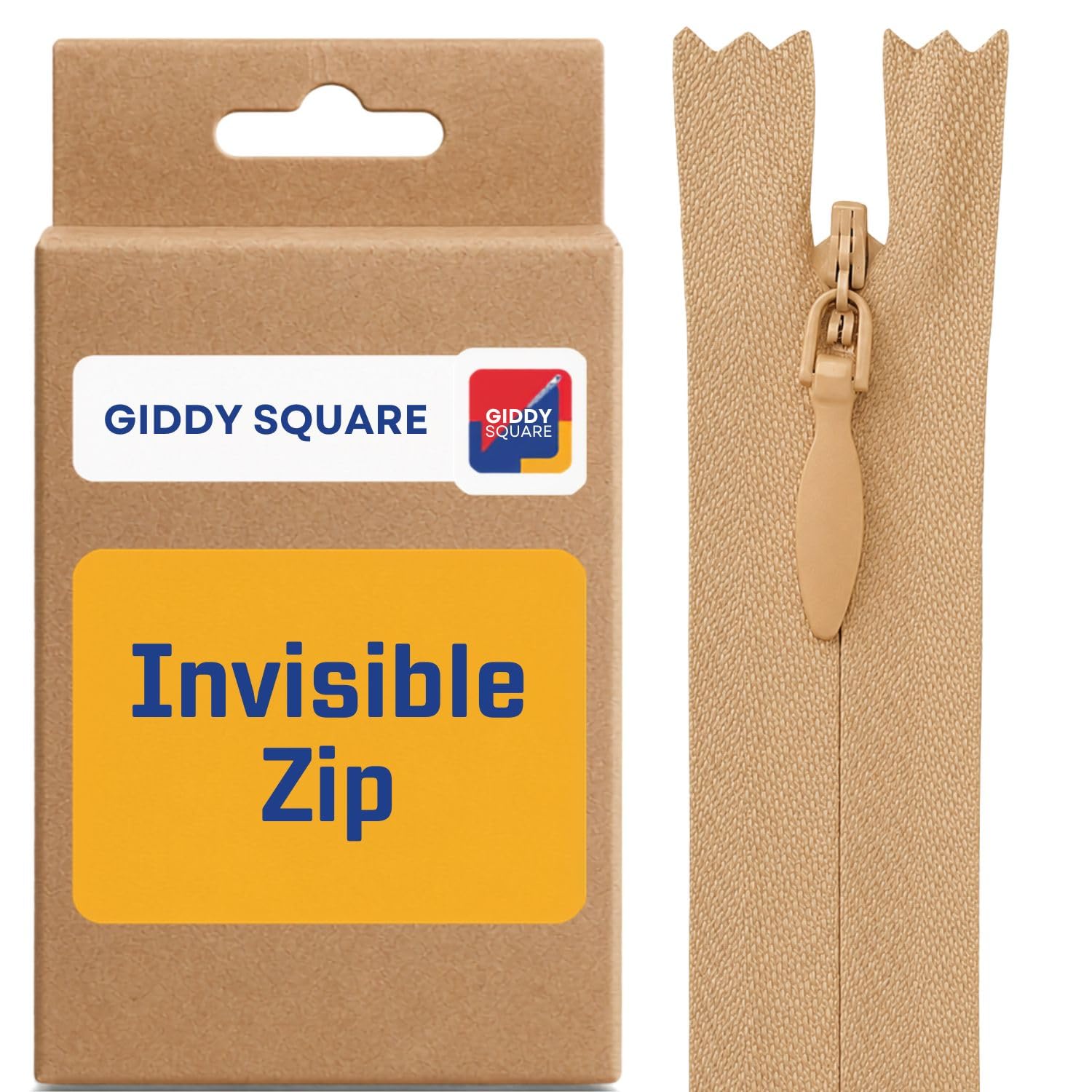 22" (56cm) Beige Invisible Zip - Concealed Nylon Closed-End