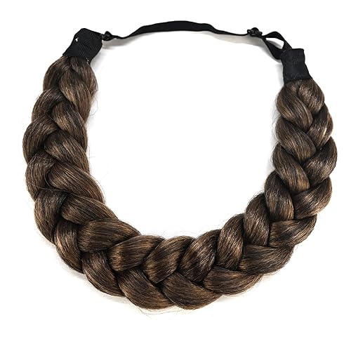 Miniatura 8 de TOECWEGR Diadema trenzada clásica gruesa y gruesa trenzada, elástica, sintética, con hebilla