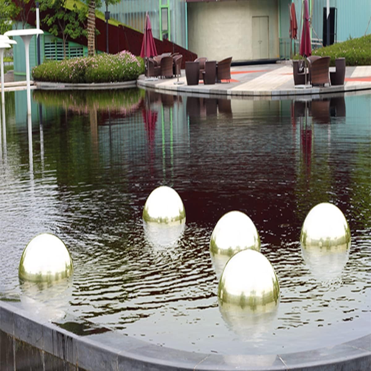 Mirror Finish Gazing Sphere Reflective Hollow Garden Ball Stainless Steel Gazing Hemisphere Golden Hemisphere Stainless Steel Gazing Ball,Mirror Polished Hollow Ball Reflective Garden Sphere