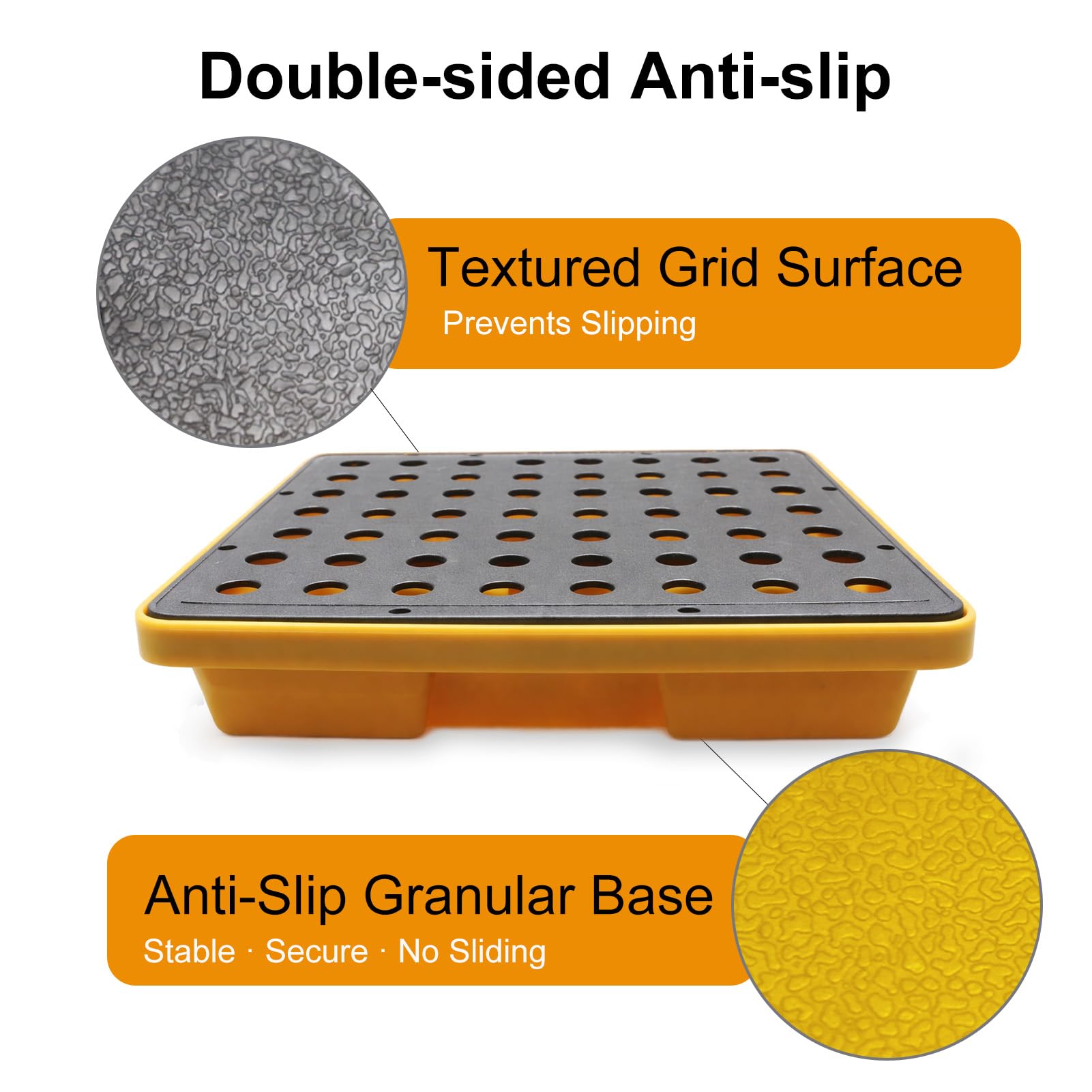 Vasca di contenimento chimico con griglia rimovibile – in plastica antiperdita impilabile facile da pulire per laboratorio officina e industria (33 * 33 * 5.8cm)