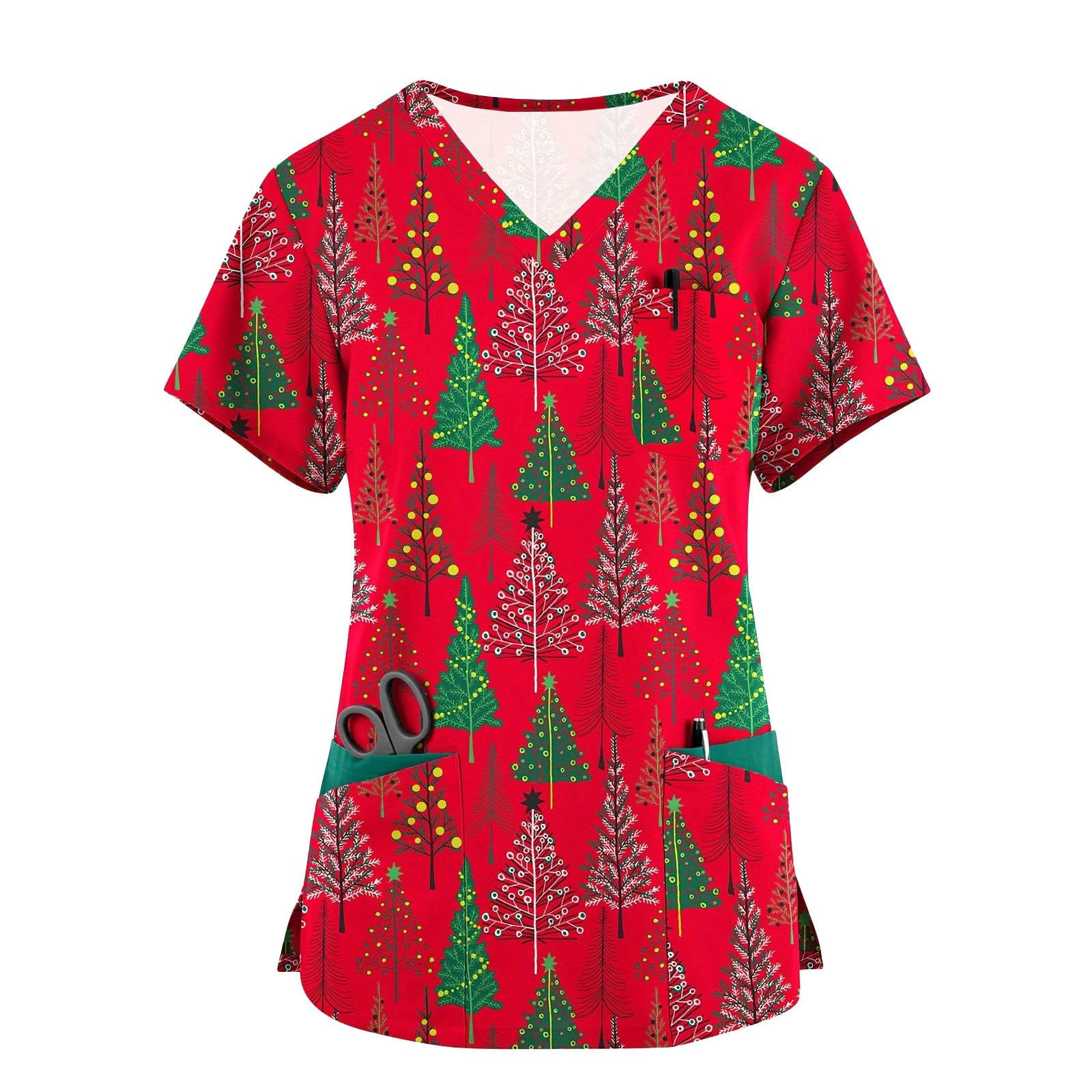 Cozy Fit Plus Size Scrub Shirts Medical Uniforms Tops Print Scrubs for Women Nurse Vet Pediatric with Design