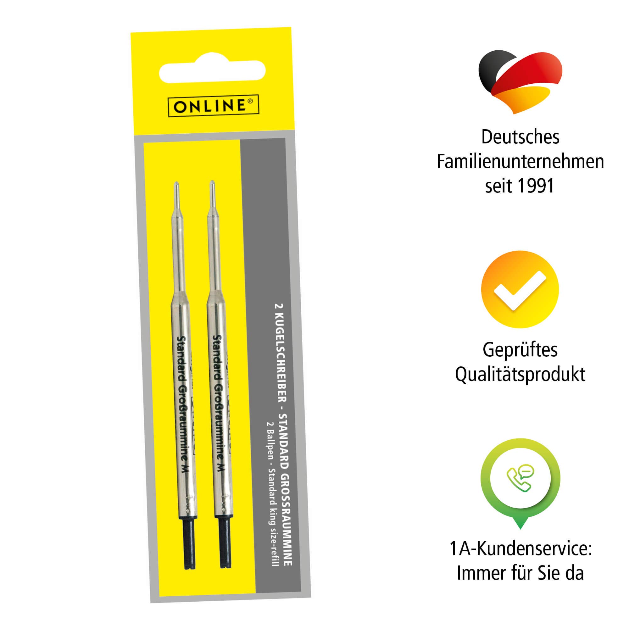 Online Ballpen Refill Cartridges - Black Ink, Large Standard Size