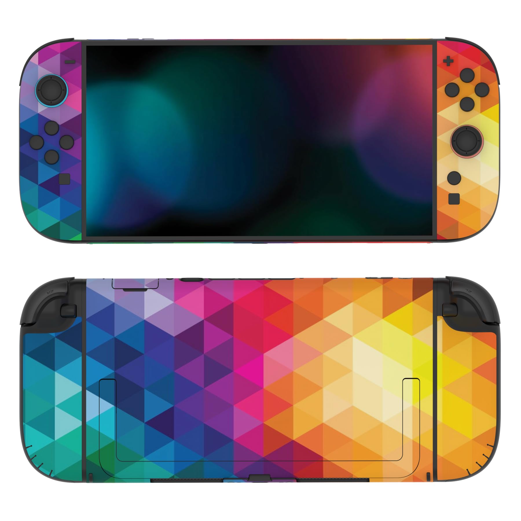 PlayVital for Nintendo Switch 2 Skin Full Set (2-Pack) - Protective Vinyl Decal Stickers for Switch 2 Console, Controllers, Handle Grips & Dock | No Residue, Anti-Scratch - Colorful Triangle - 5