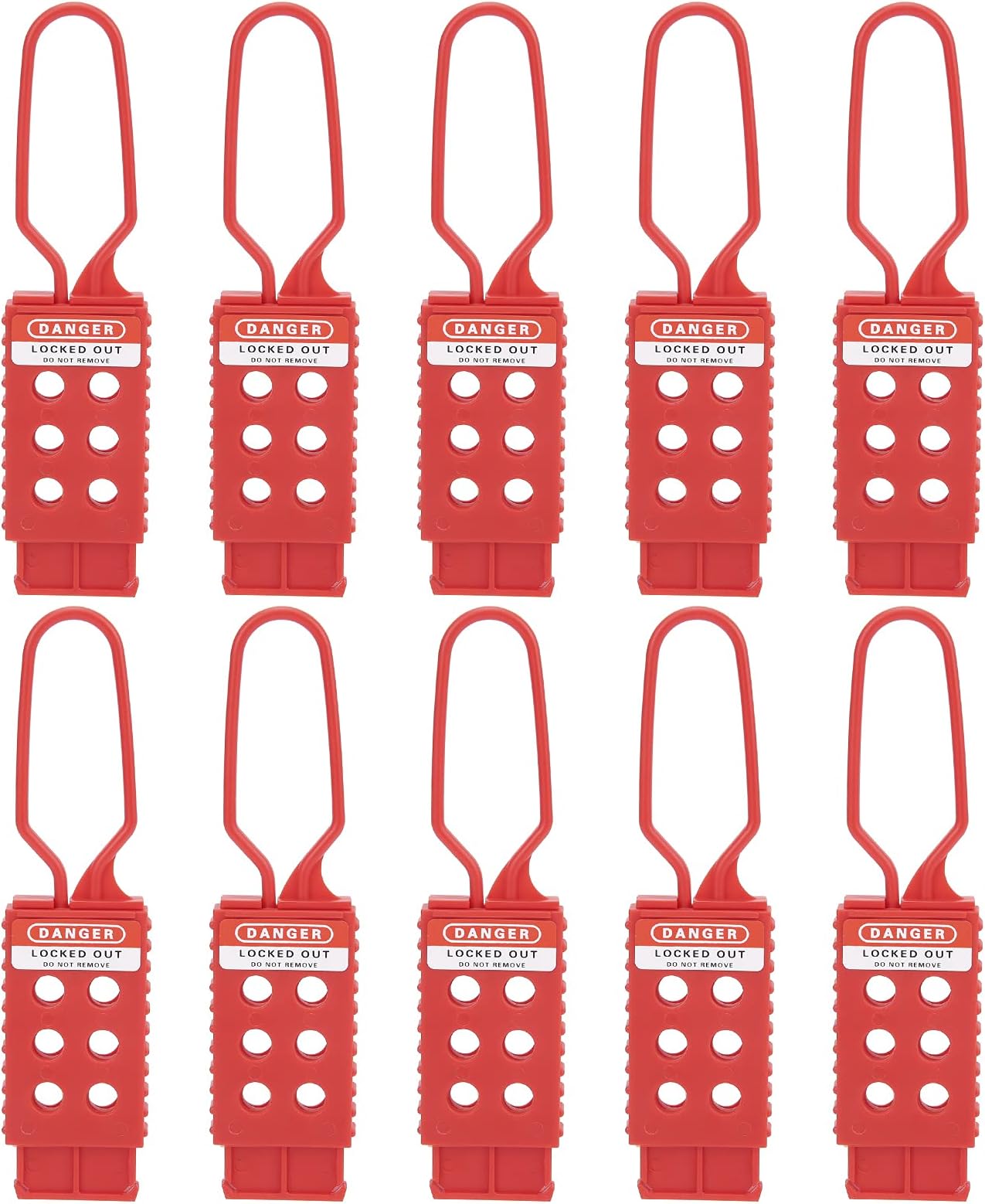 10pcs Safety Lockout Tag Hasp, 6‑Hole Insulating High‑Strength Nylon, Eliminating The Risk of Conductivity and, for Industrial Equipment Maintenance, Wholesale Business