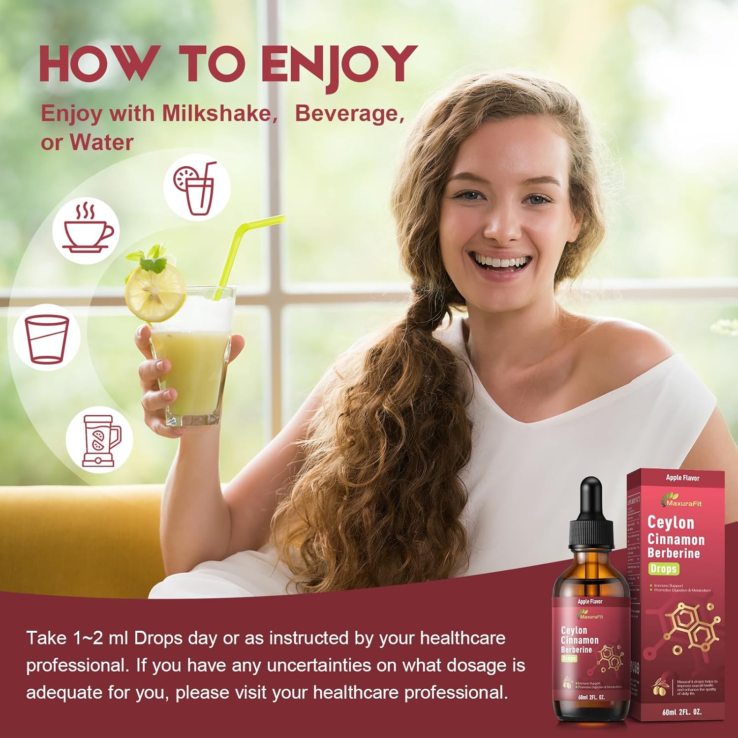 2 Pack Ceylon Cinnamon Berberine Bitter Liquid Drops Supplement with Turmeric,Green Tea,Apple Cider Vinegar,Black Seed Oil for Immune System & Digestive System Supports 4 FL OZ image 7 of 8 B0F1CVQYN6