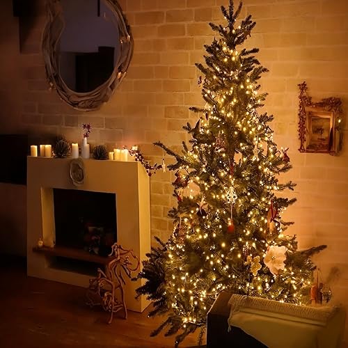 Miniatura 6 de Guirnalda de 400 luces LED en racimo  24.61 pies de luz blanca cálida para exteriores, luces impermeables para exteriores, tira de luces para