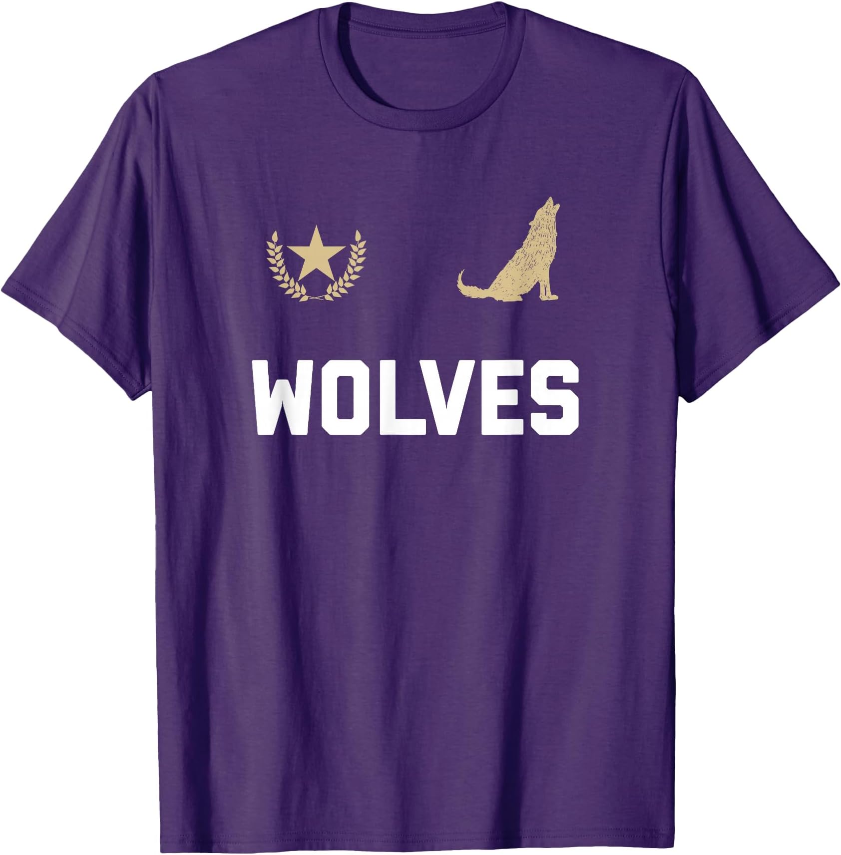 Vintage Wolves Jersey T-Shirt, Unisex-Adults, Unisex-Kids, Grey, Small, Short Sleeve, Classic Fit, Crew Neck, Retro Design