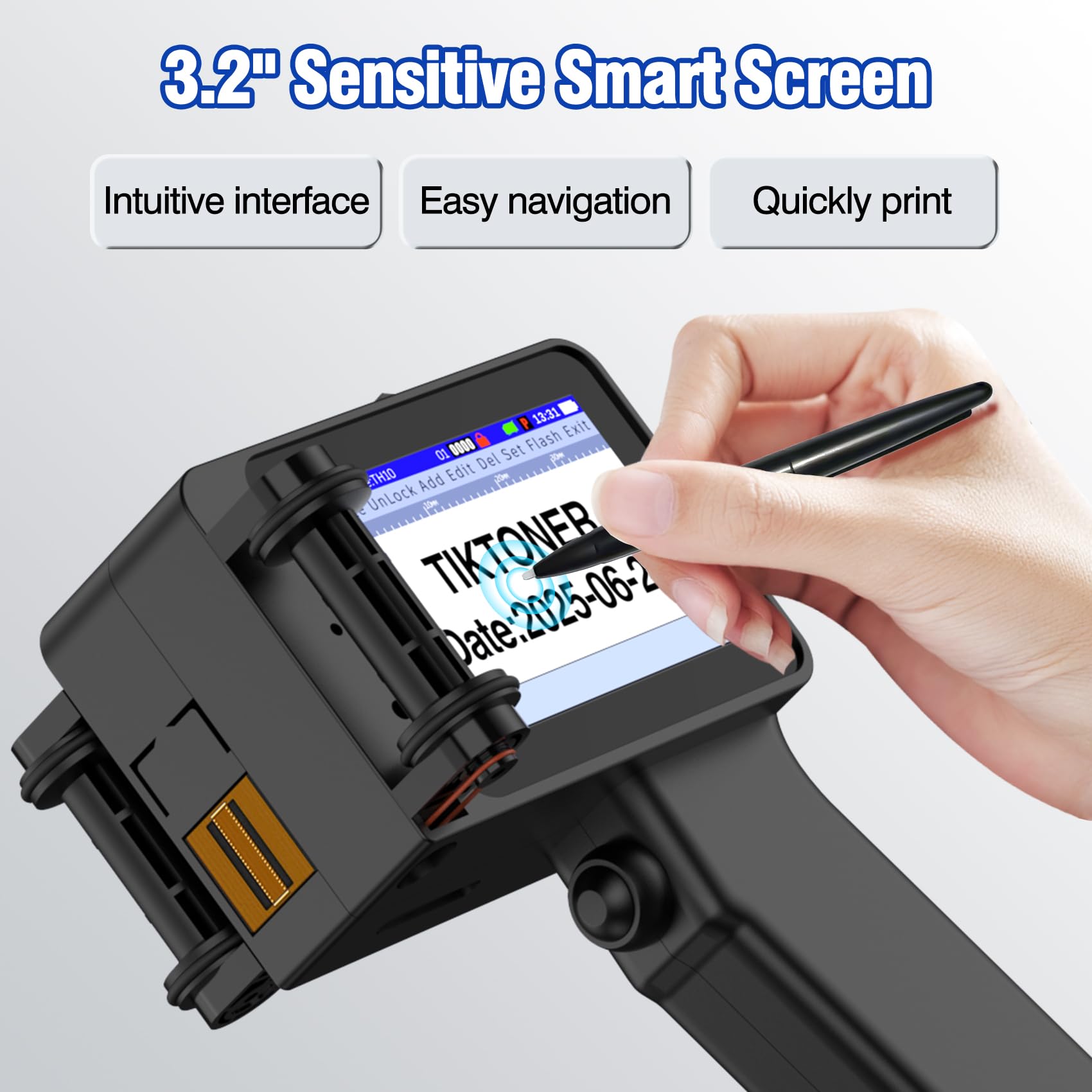 Imprimante à Jet d'encre Portable TH10 Mini 42ml Séchage Rapide Hauteur 2-12,7mm Codage Texte Date QR Code