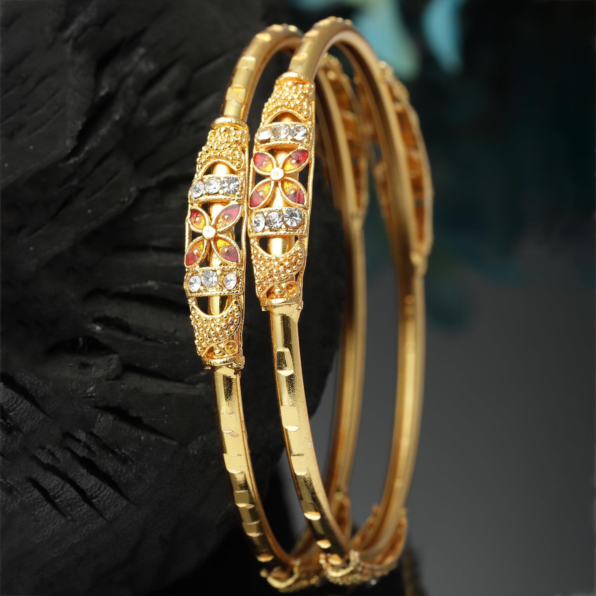 Plated Bahubali Bangle Set Of 2 For Women