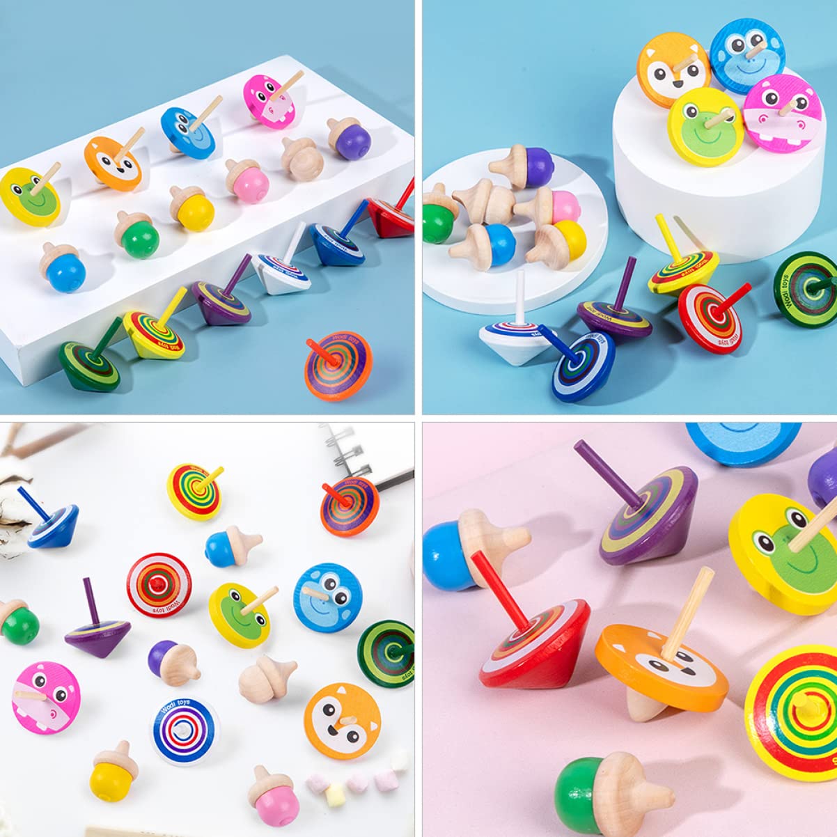 CIYODO Wooden Gyro Toys for Boys and Girls Rotating Tops Toy Fidget Gyroscope