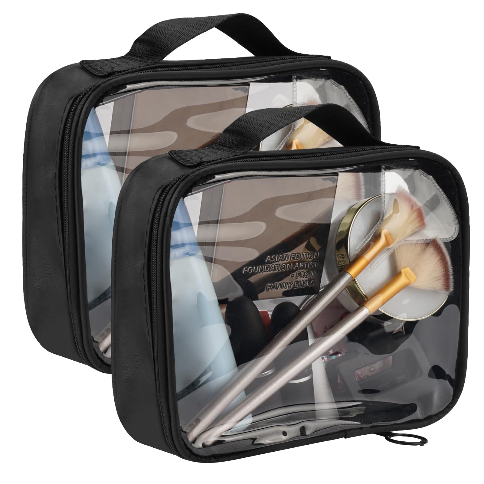 EXIN DECHEN 2 Piezas Neceser Maquillaje Viaje,Pequeño Bolsa Transparente Avion,Bolsa de Aseo Mujer Neceser Impermeable,Bolsa de Cosméticos Accesorios Viaje,Bolsa de PVC para Liquidos,Neceser para Mujeres, Niñas