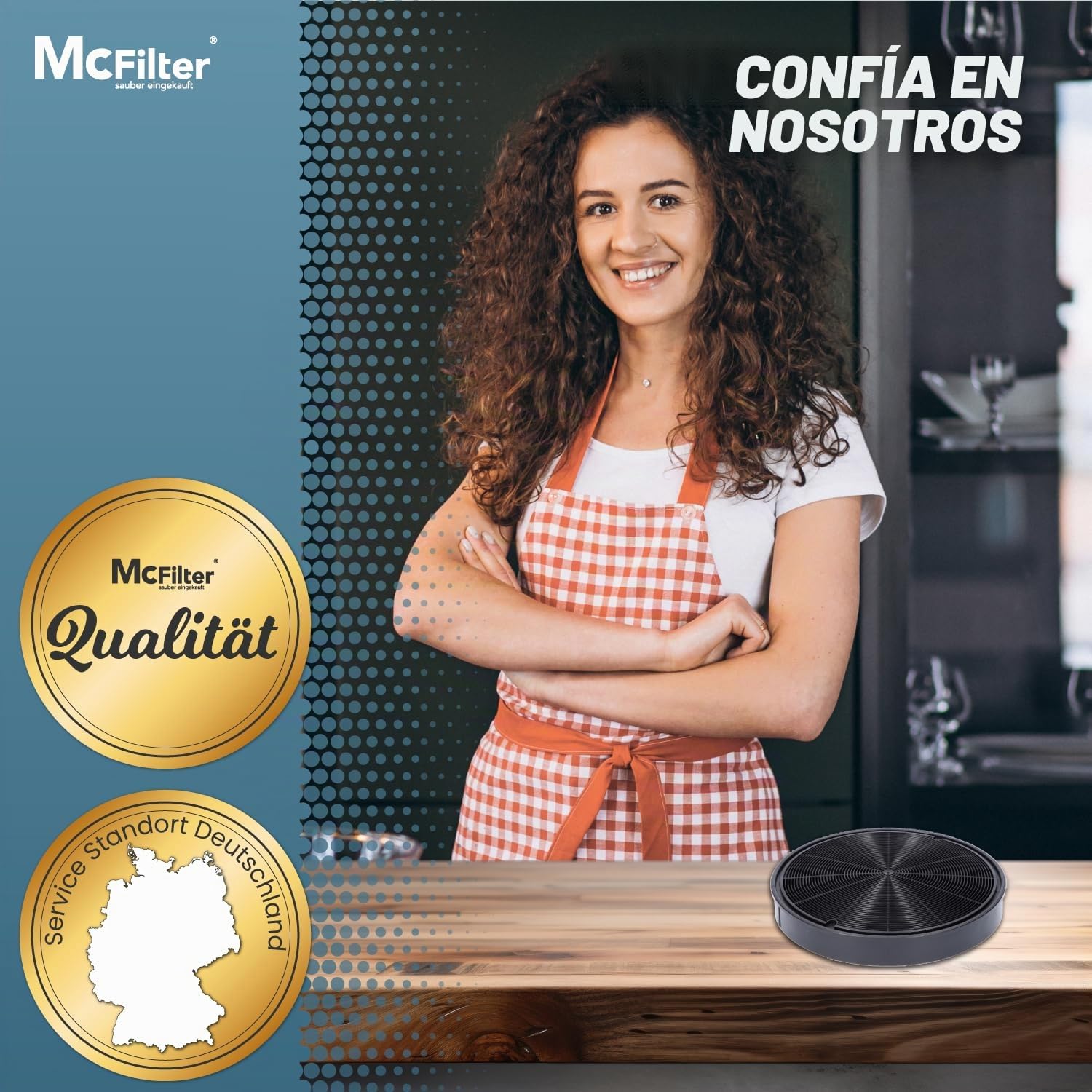 4x Filtro de carbón activado Ø 200 mm, EFF62, Juego de 4 para campanas extractoras adecuada para Franke 112.0016.755, AEG 9029793578, Bosch/Siemens 00748732, Miele 6532971