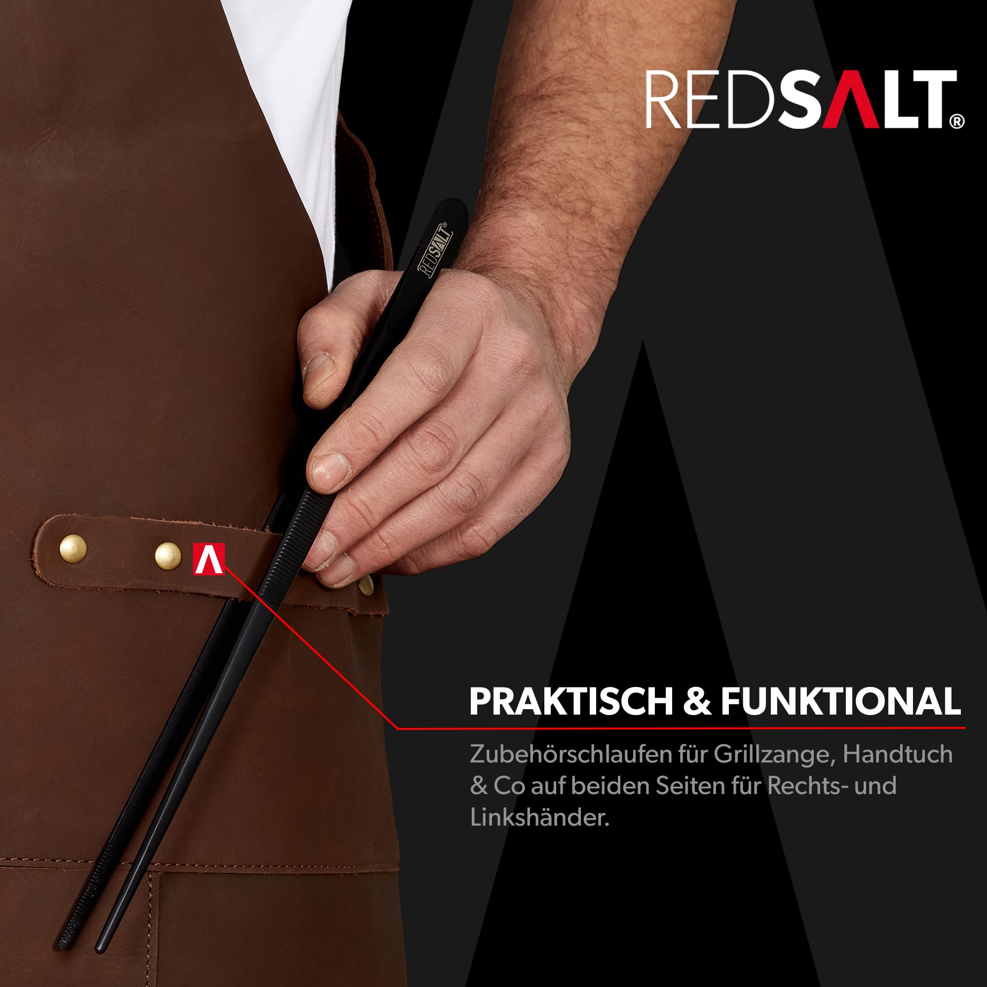 REDSALT® Premium - Delantal de piel de búfalo suave 100% piel de búfalo salvaje, 84x62cm, para barbacoa al aire libre, cocina, gastronomía, bar, barista o como delantal de cocina, regalo para hombres